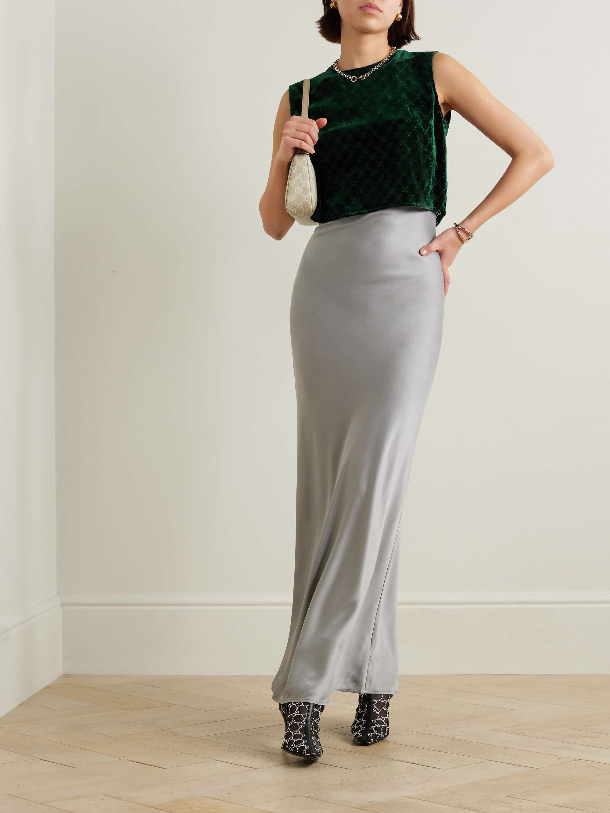 Cropped devoré-velvet top view