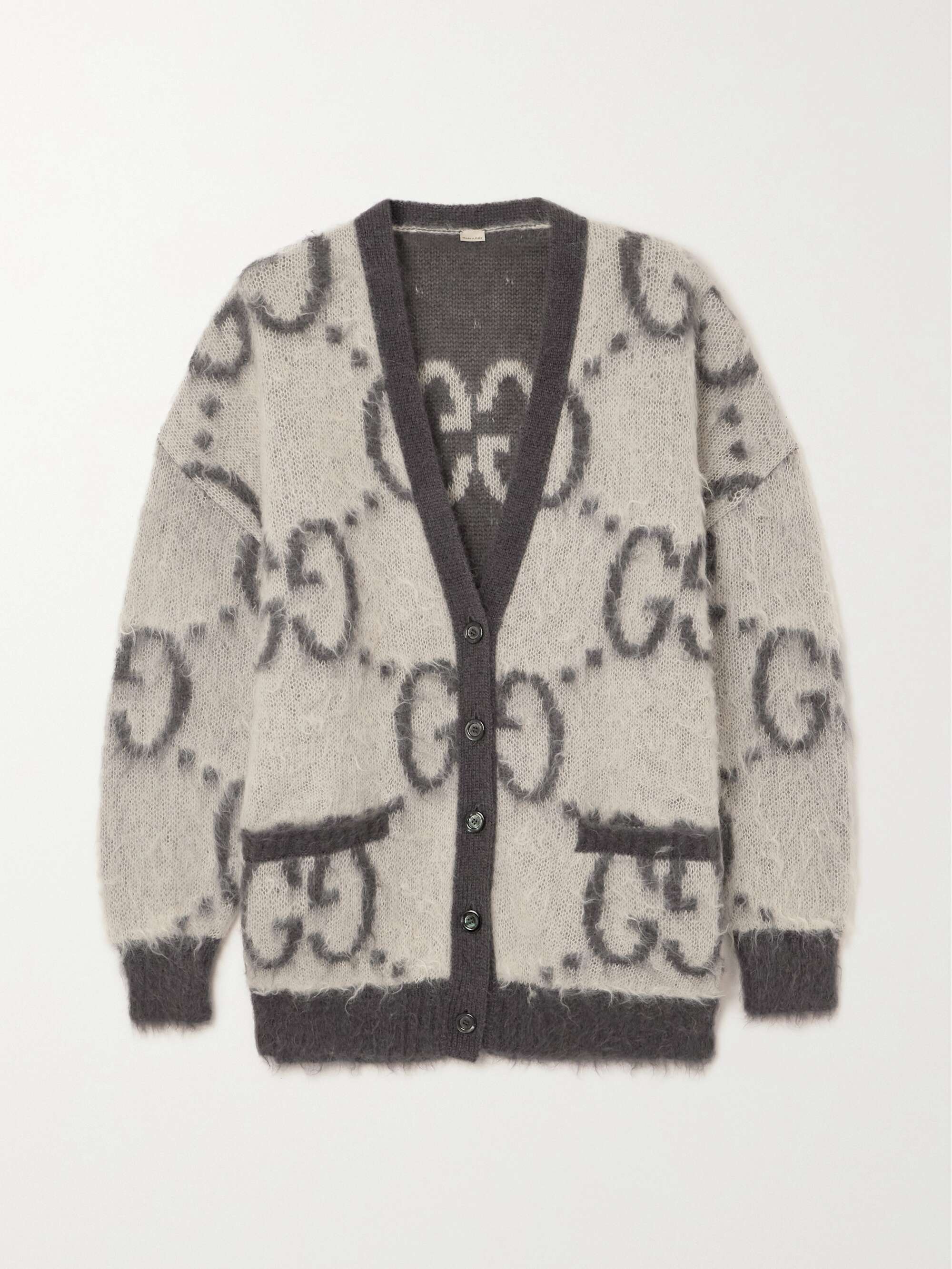 Oversized reversible intarsia mohair-blend cardigan view