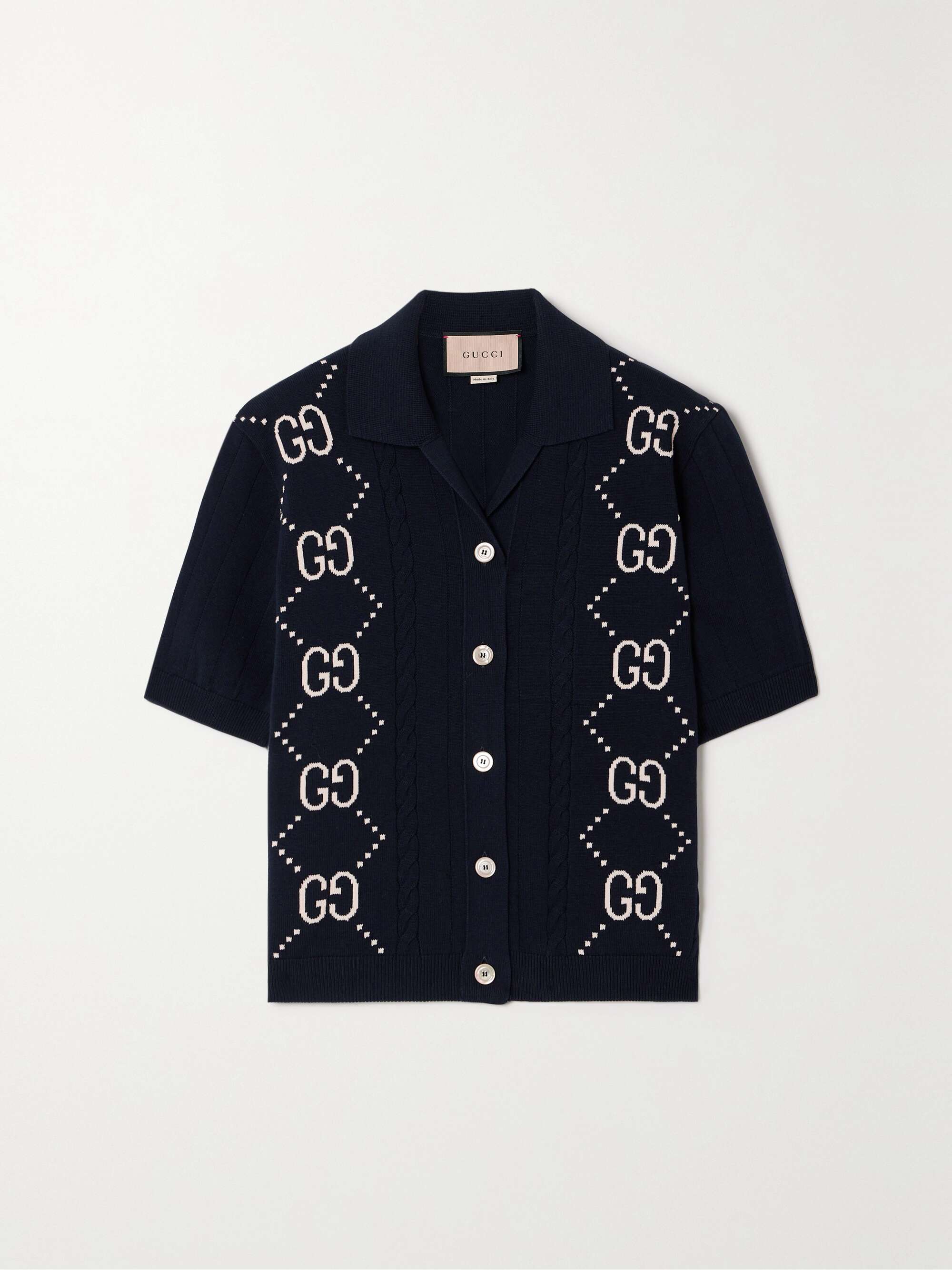 Cable-knit intarsia cotton cardigan view