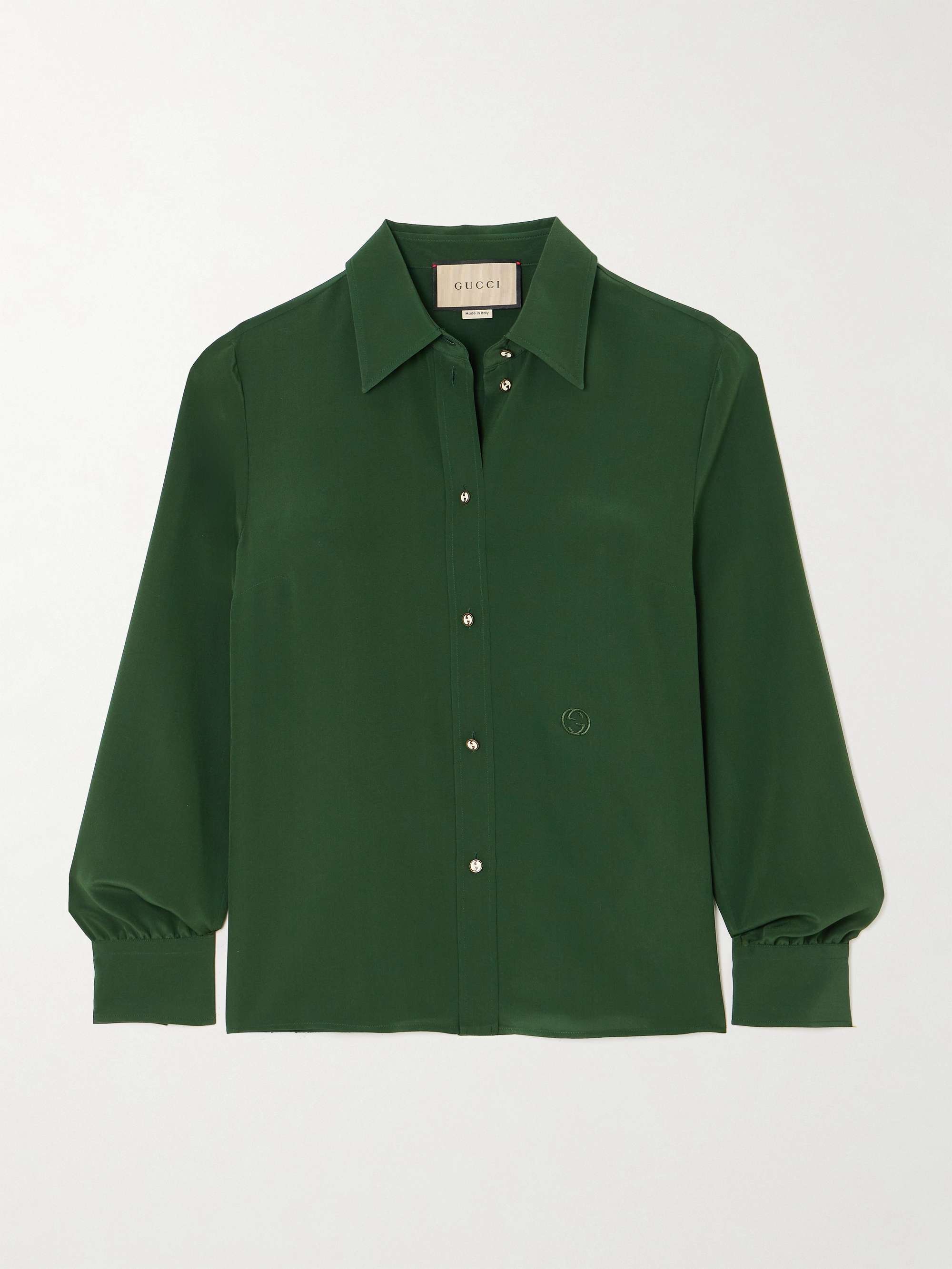 Embroidered silk crepe de chine shirt view
