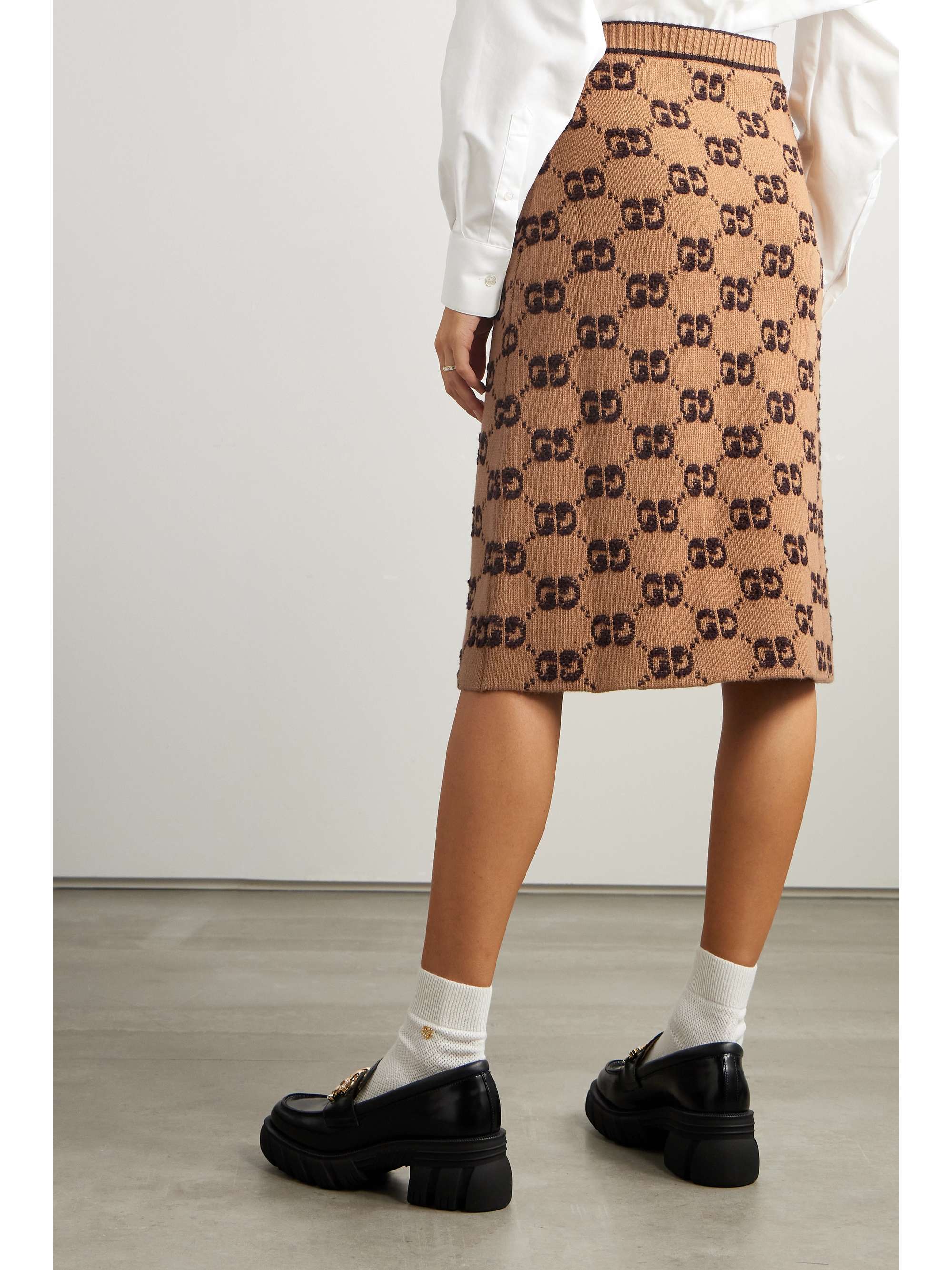 Wool-jacquard midi skirt view