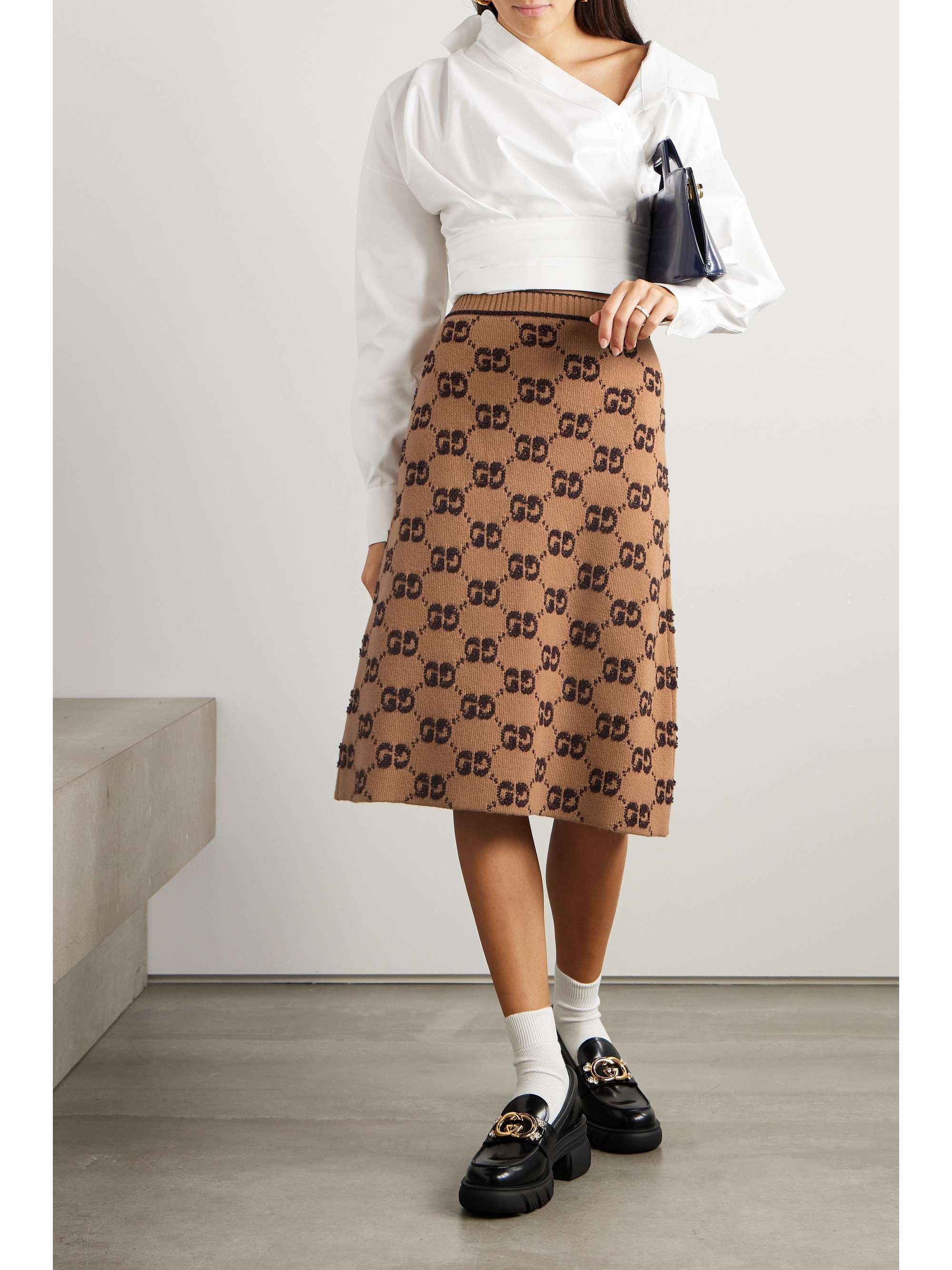 Wool-jacquard midi skirt view