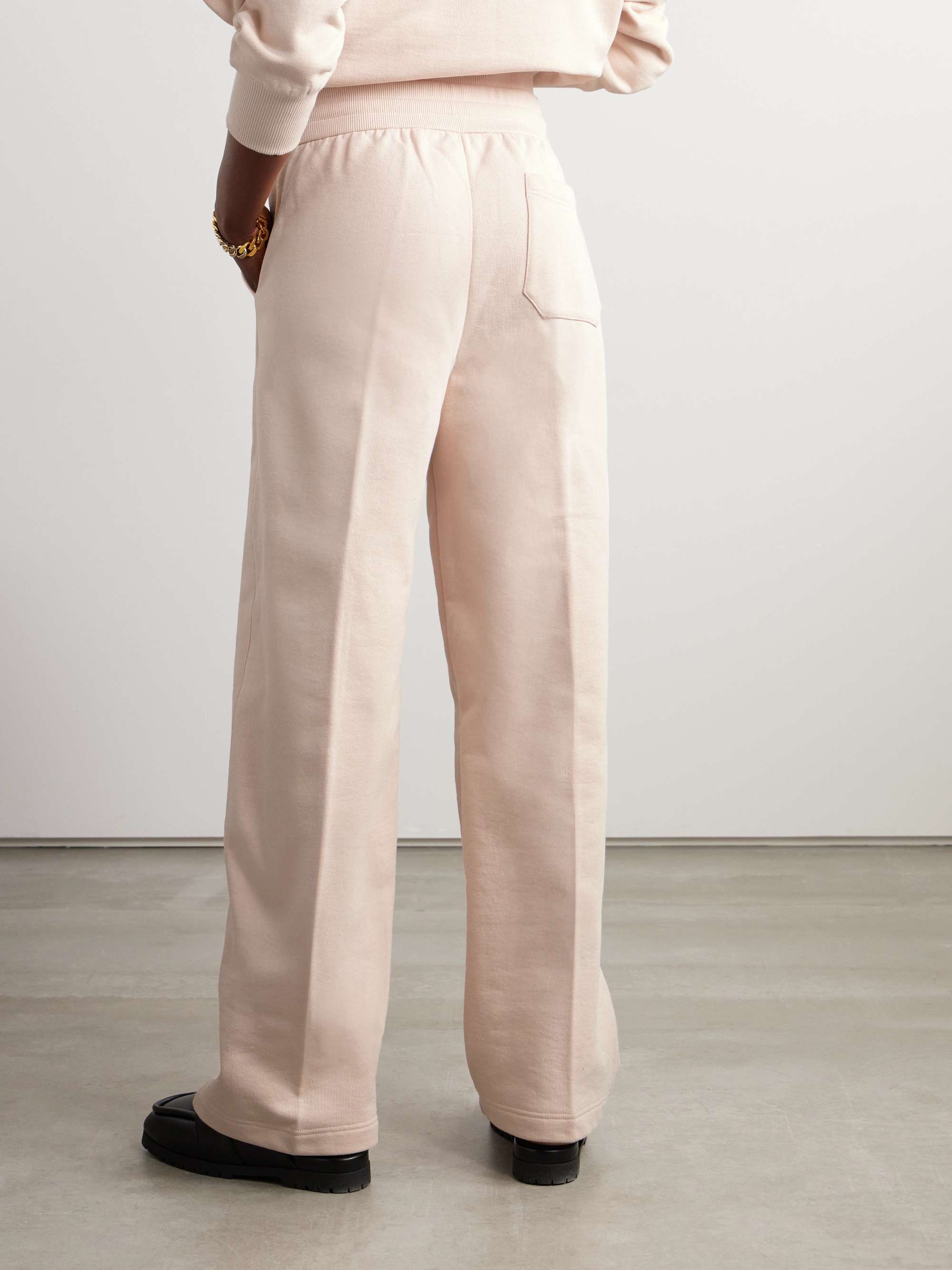 Appliquéd cotton-jersey straight-leg track pants view