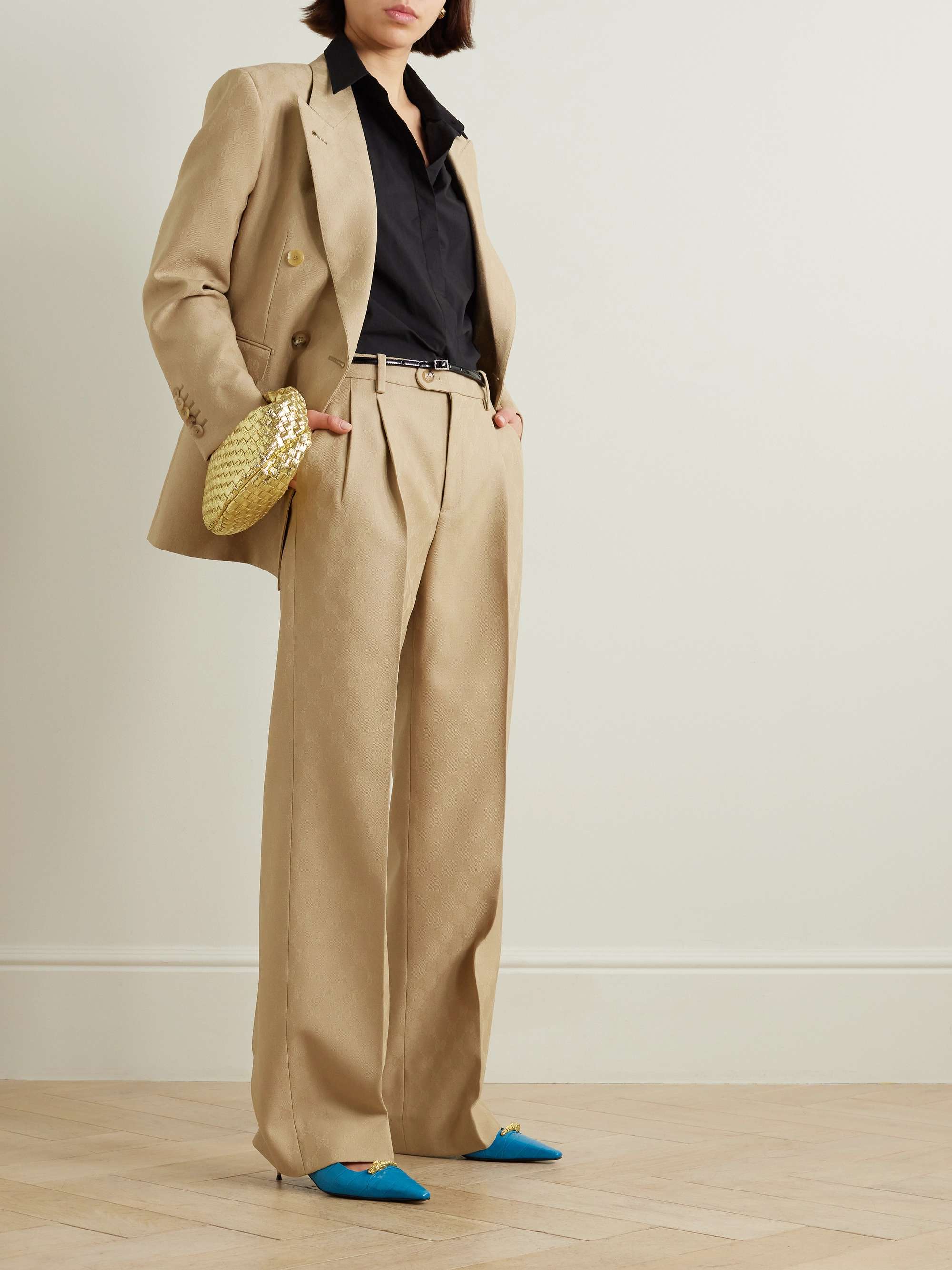Pleated wool-jacquard pants view