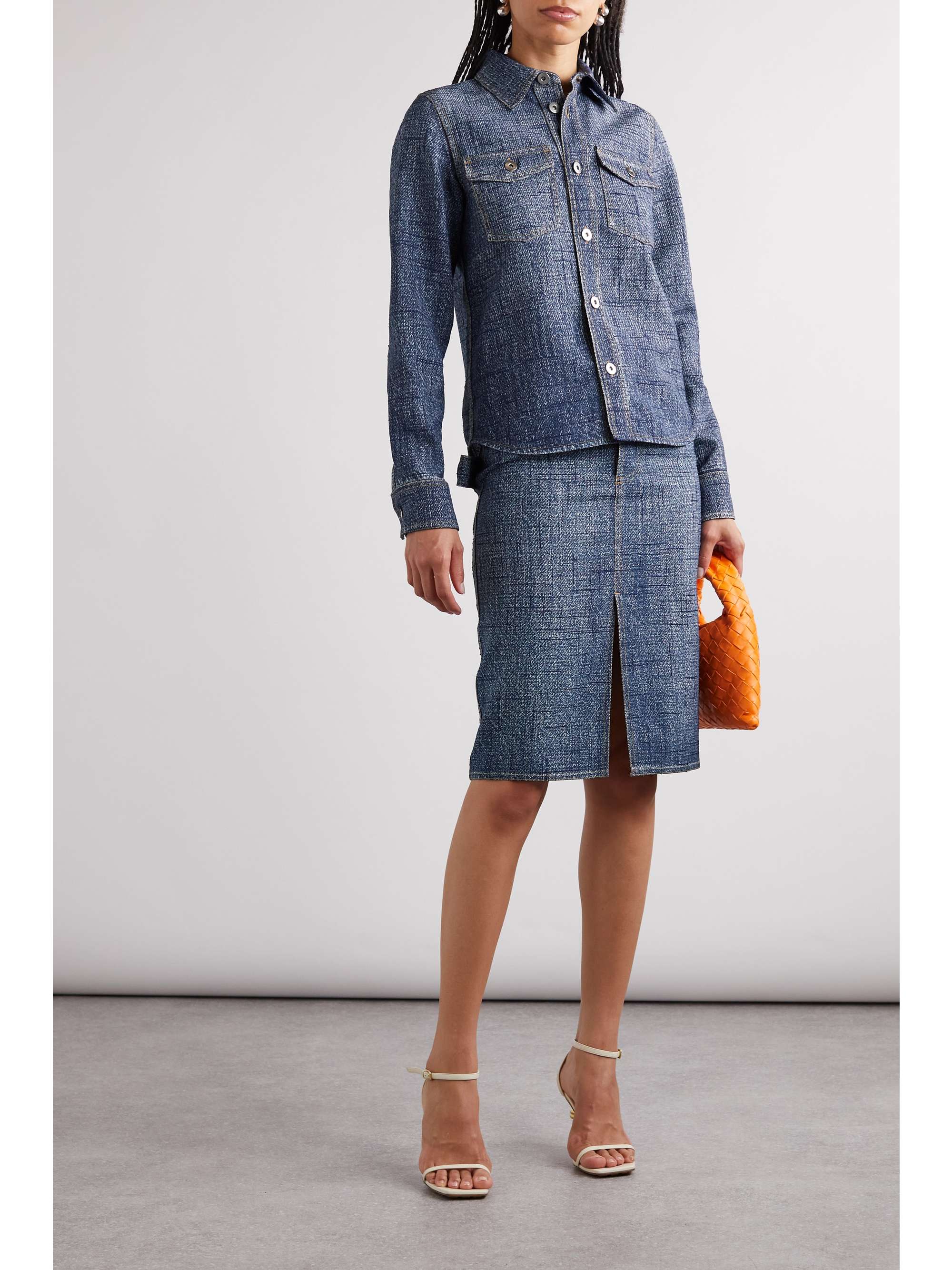 Printed denim shirt view