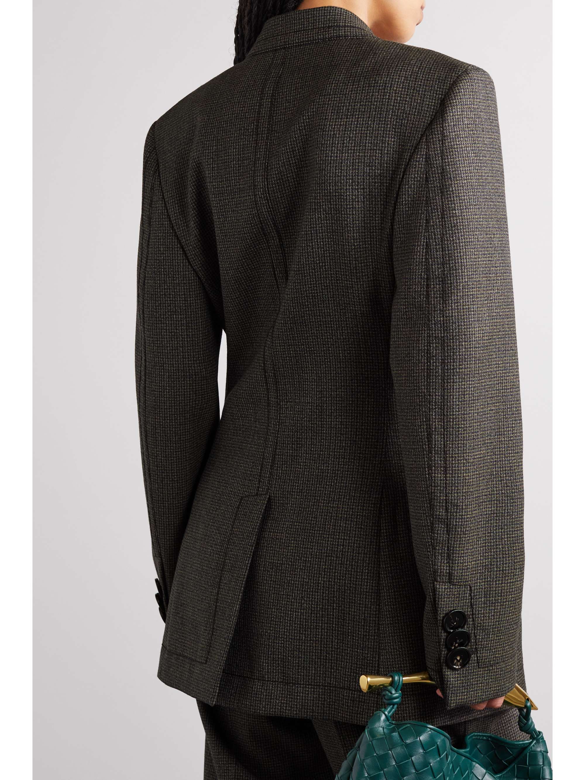 Double-breasted houndstooth wool-tweed blazer view