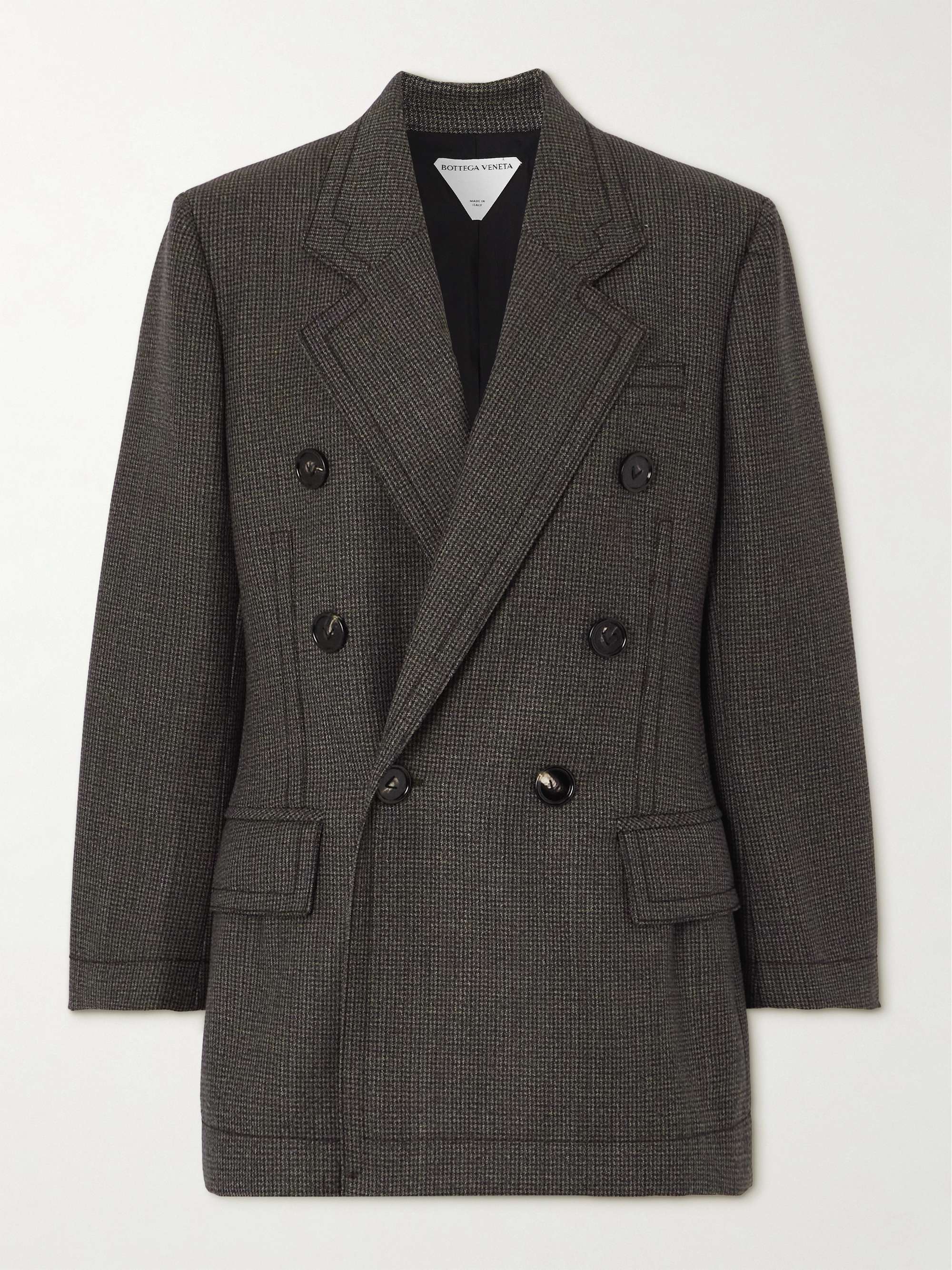 Double-breasted houndstooth wool-tweed blazer view