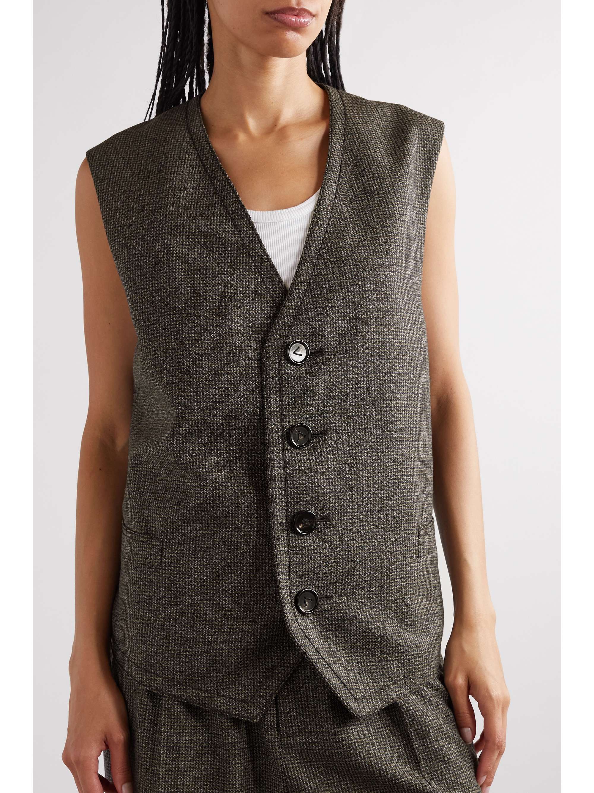 Satin and houndstooth wool-tweed vest view