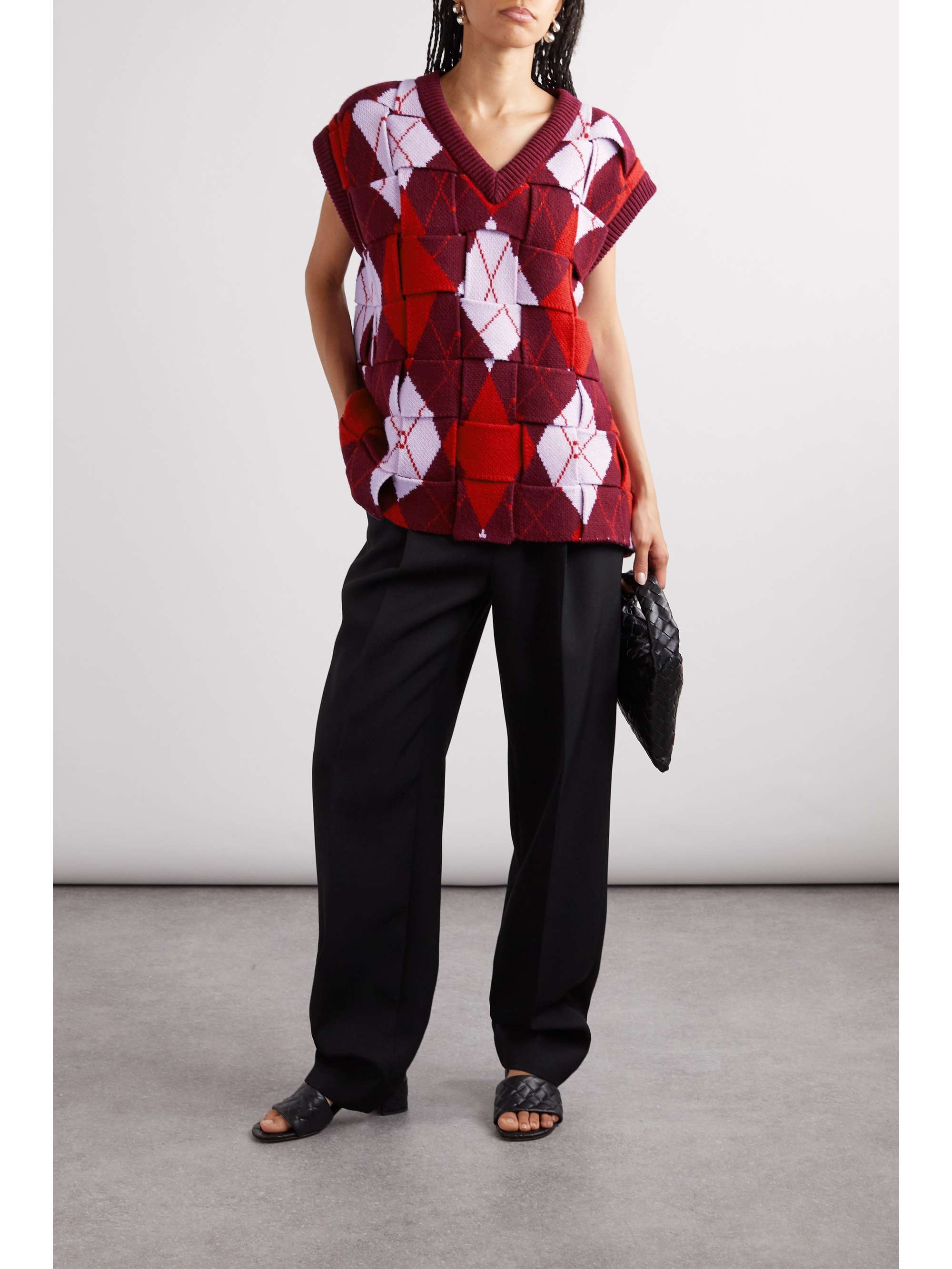 Intrecciato argyle wool-jacquard vest view