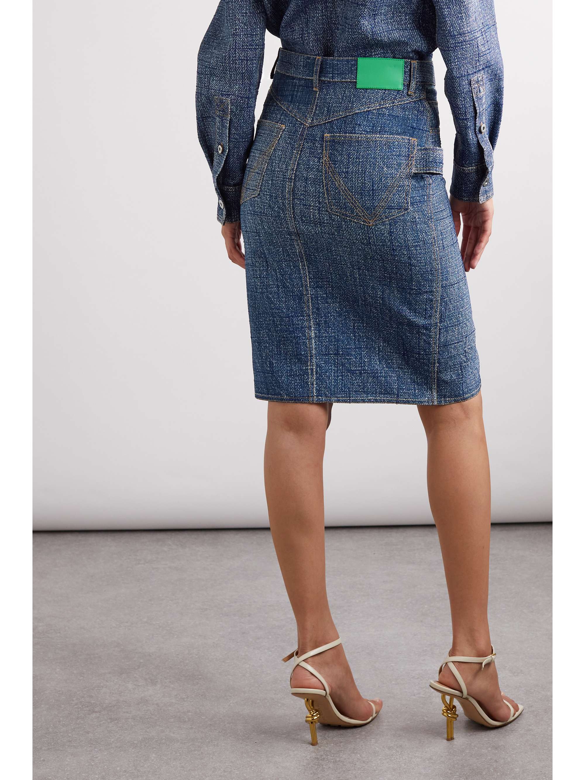 Denim-effect woven midi skirt view