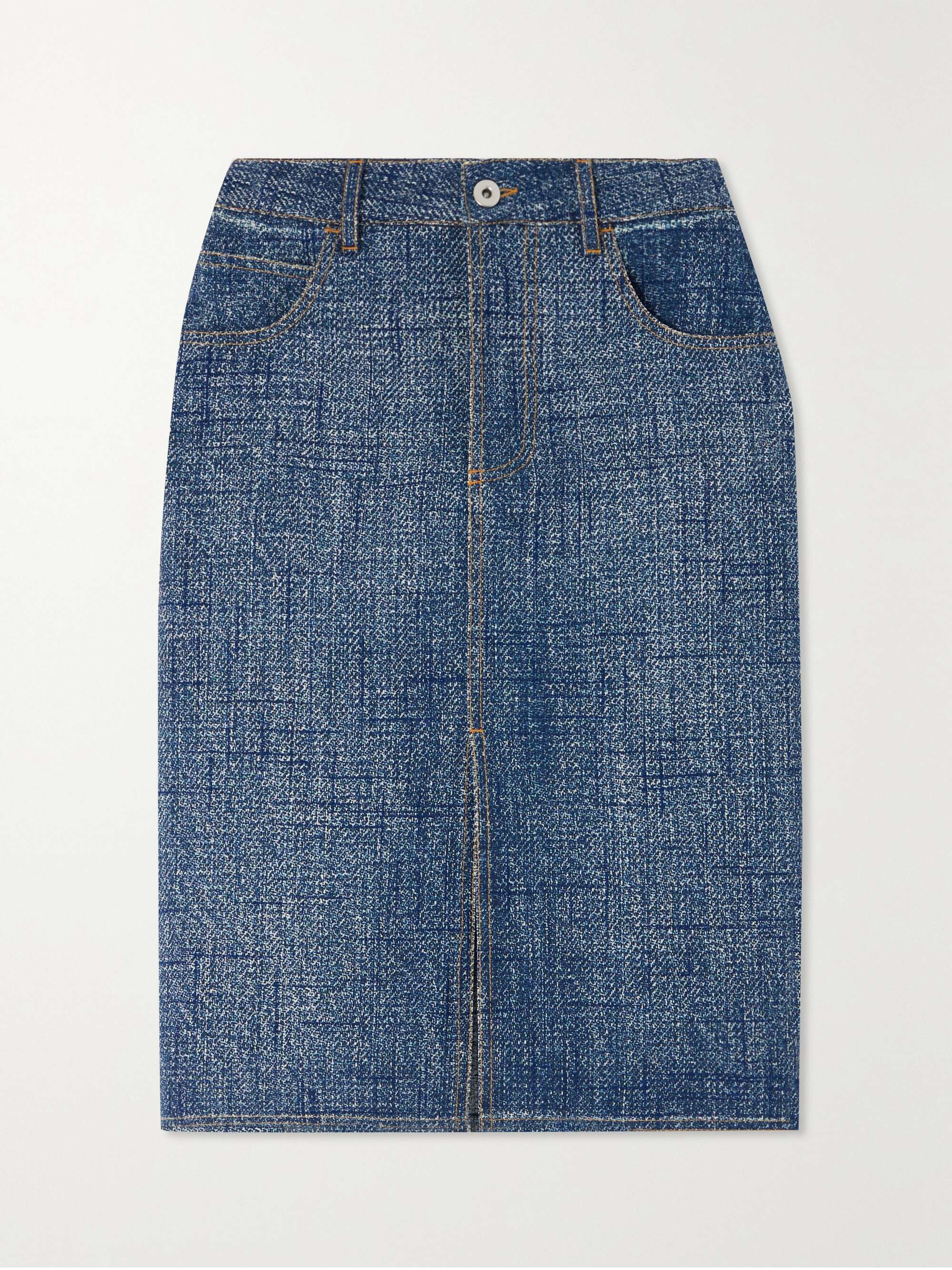 Denim-effect woven midi skirt view