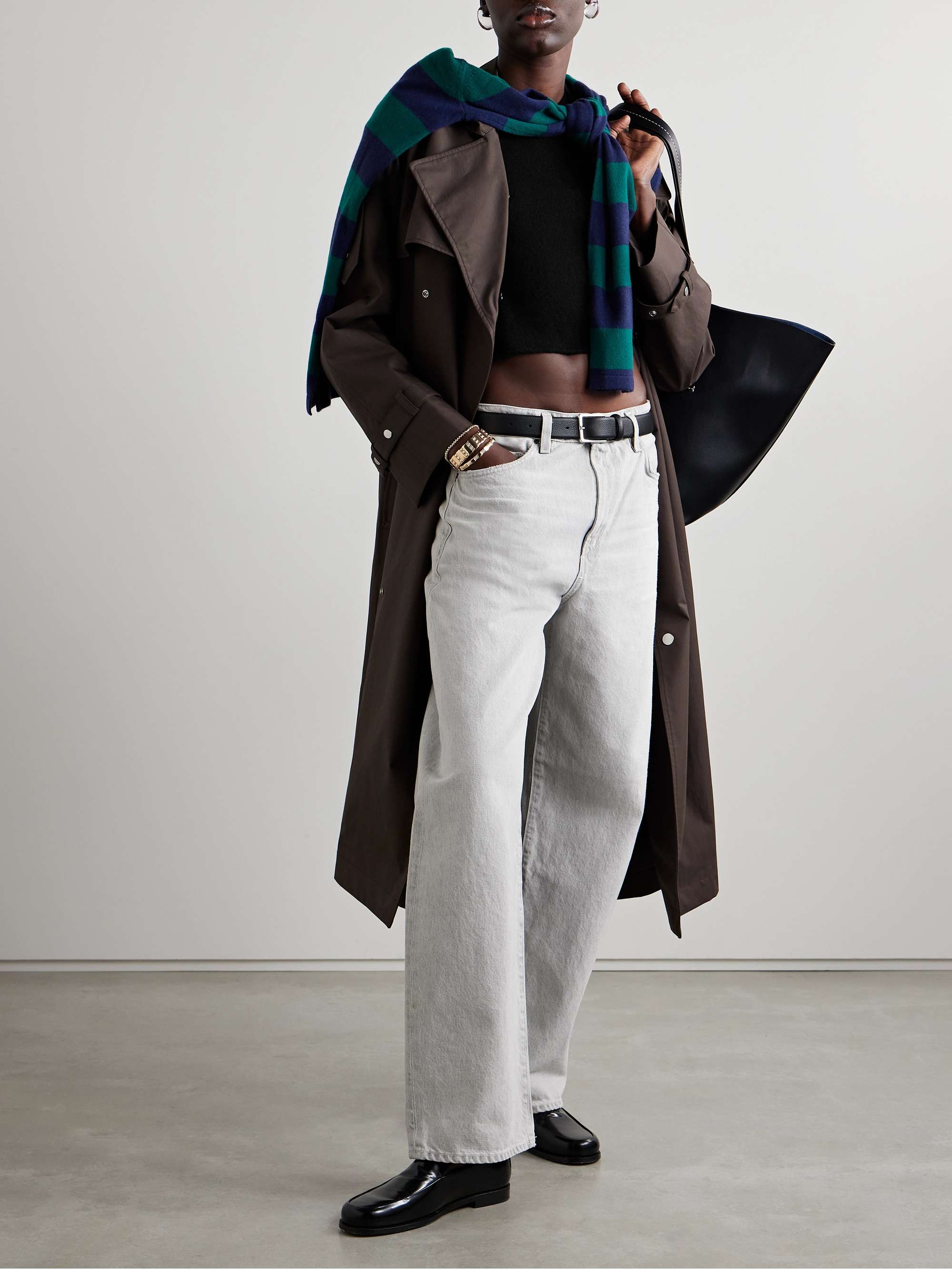Featherweight cropped wool, cashmere and silk-blend sweater view