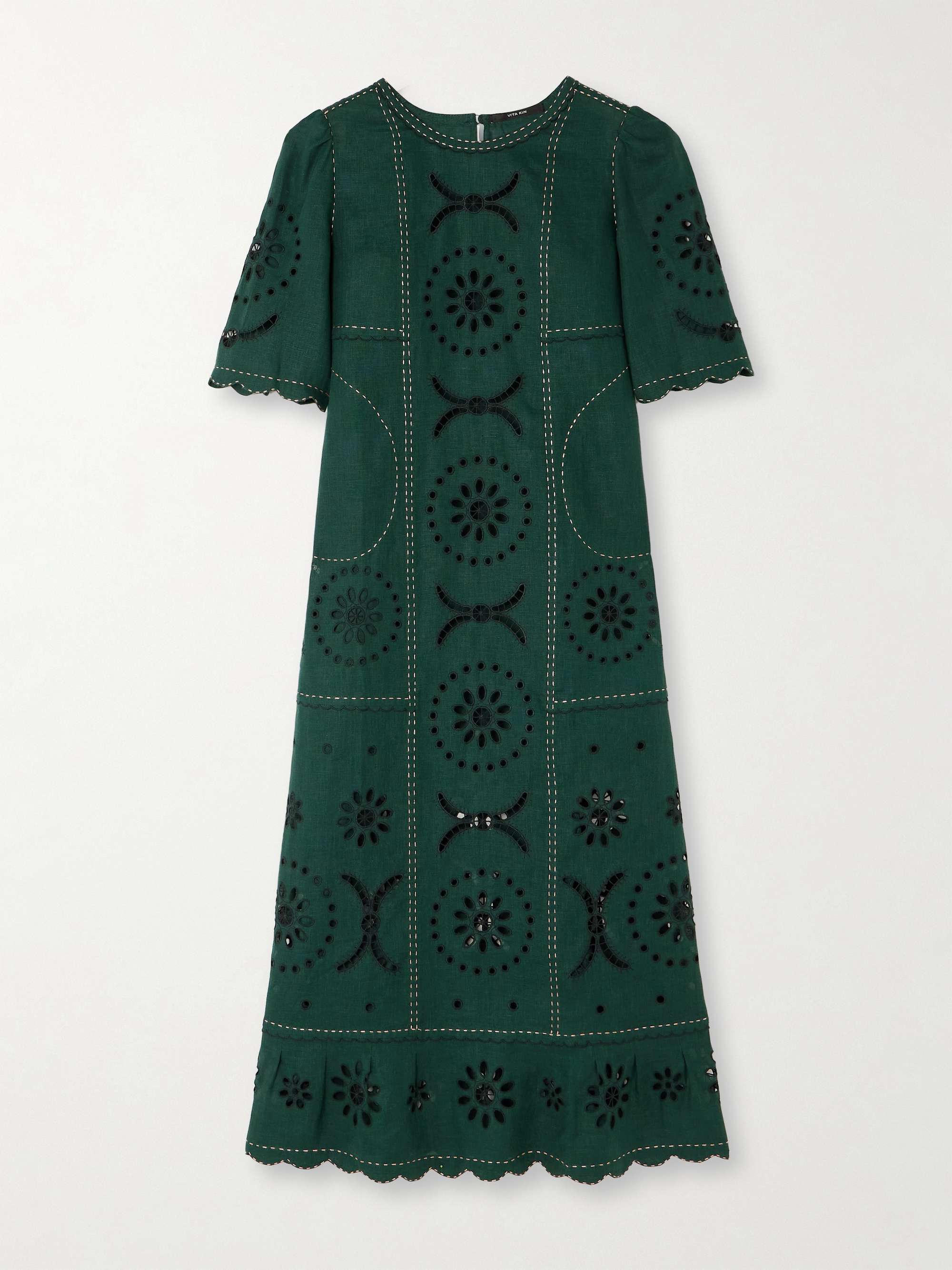 Dalida scalloped broderie anglaise linen maxi dress view