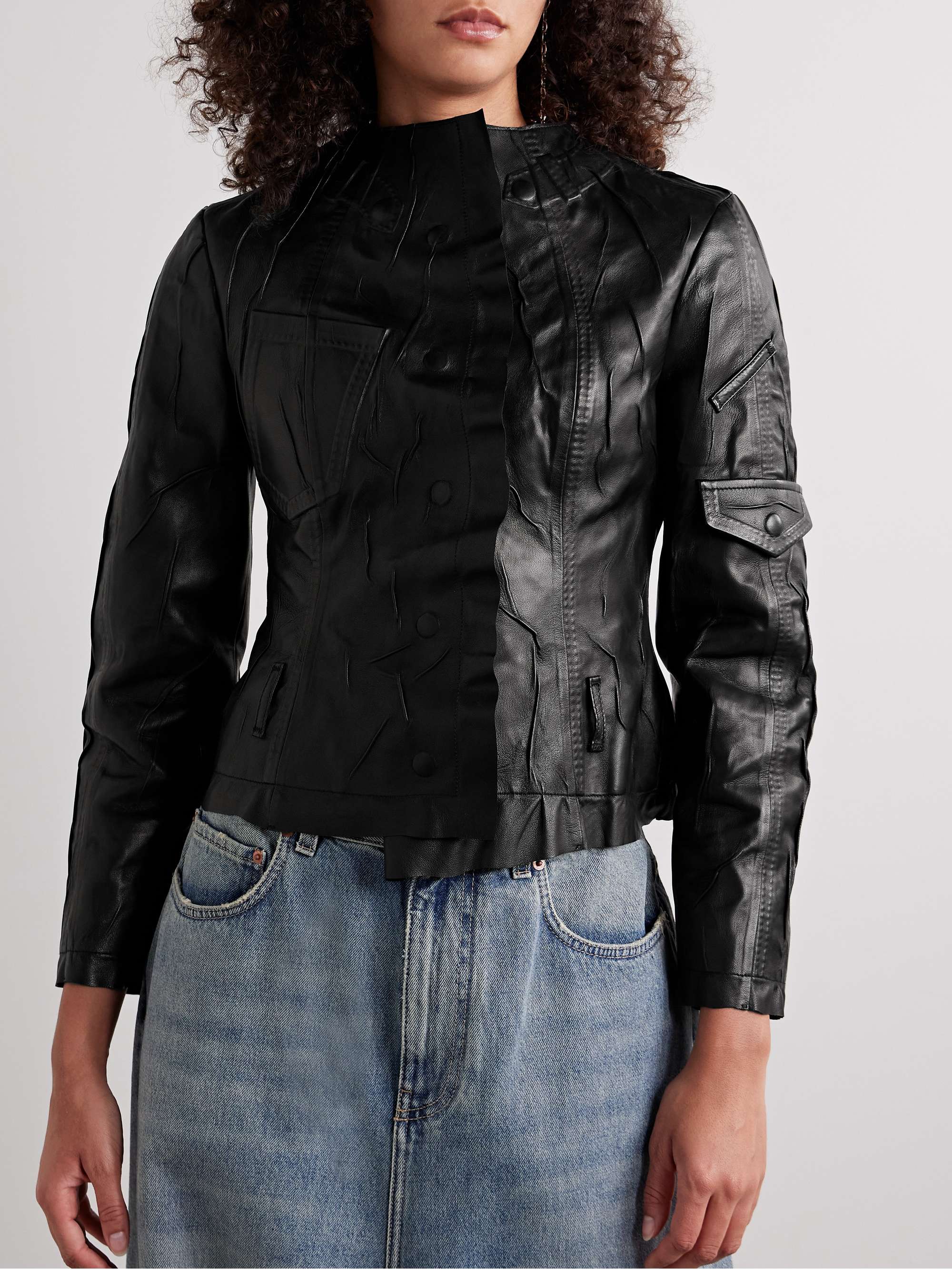 Distressed leather jacket view