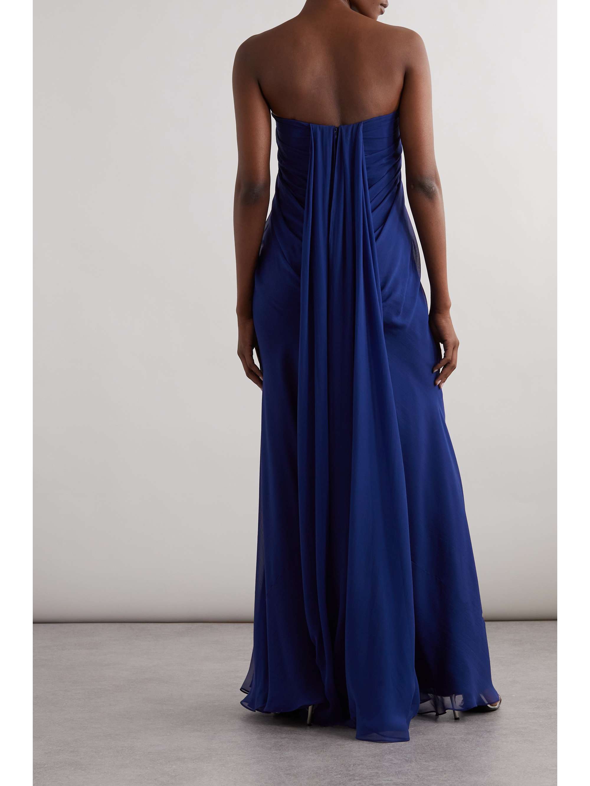 Strapless draped silk-chiffon gown view