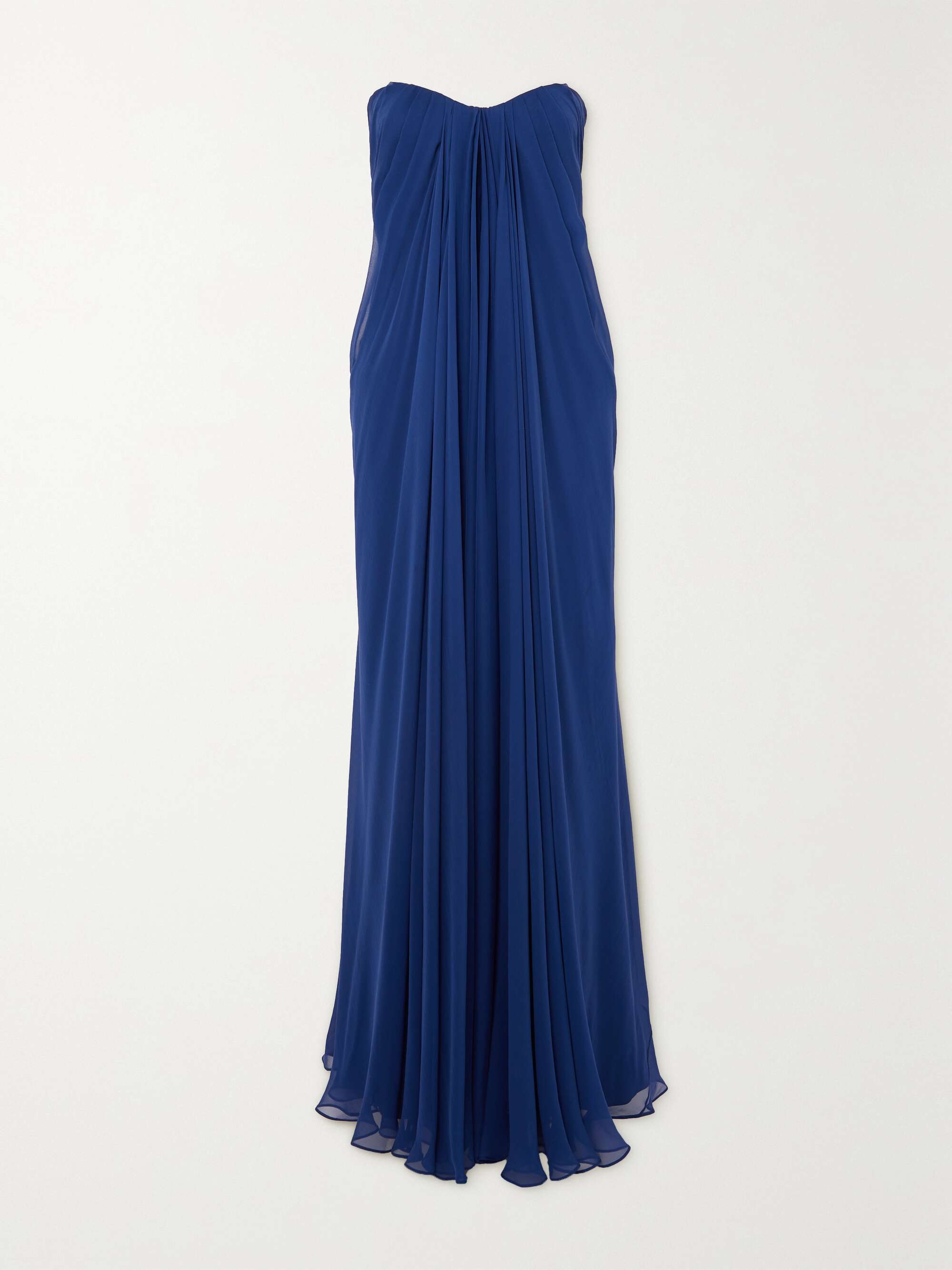 Strapless draped silk-chiffon gown view