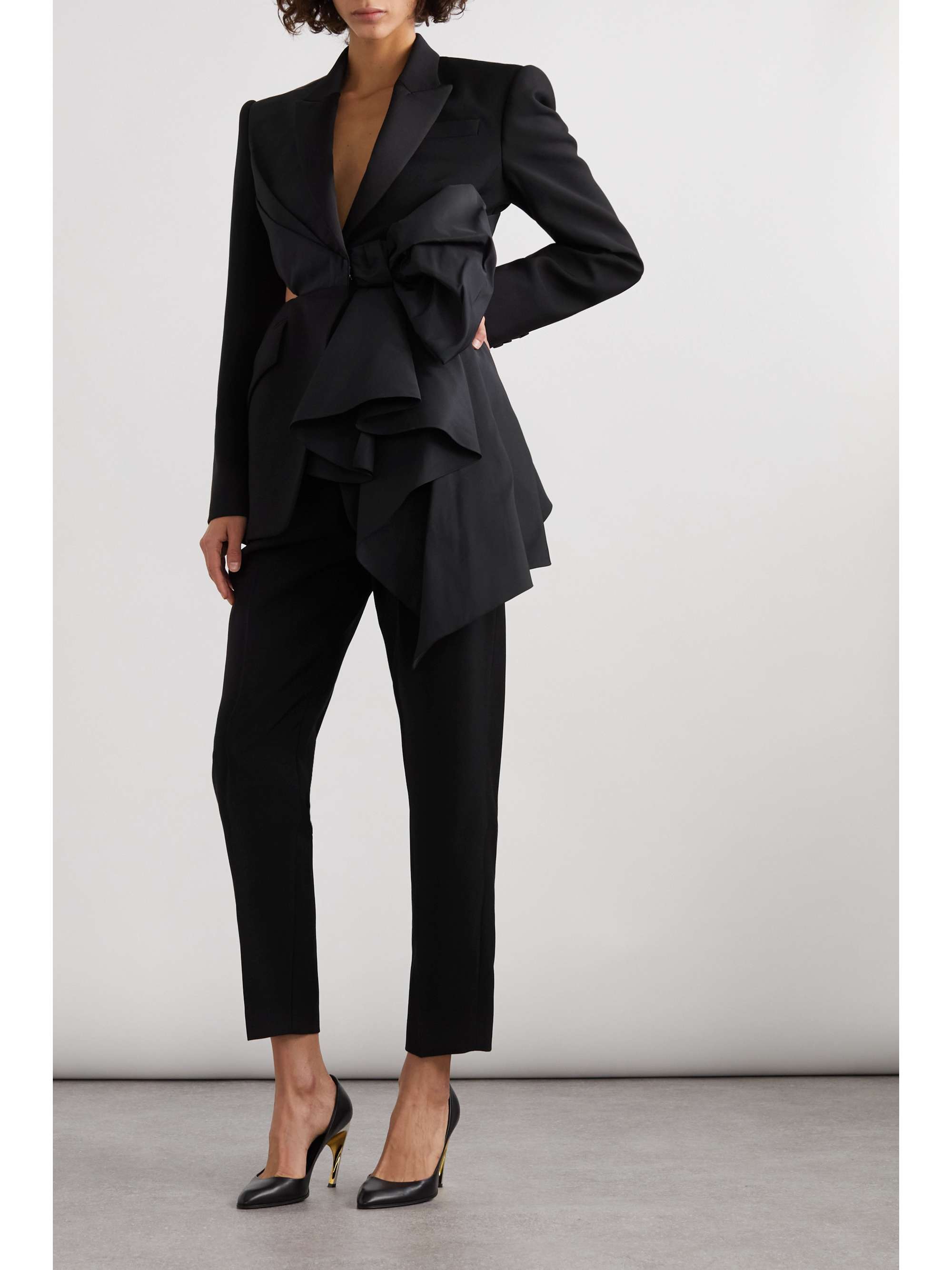 Asymmetric cutout grain de poudre wool, taffeta and silk-blend satin blazer view