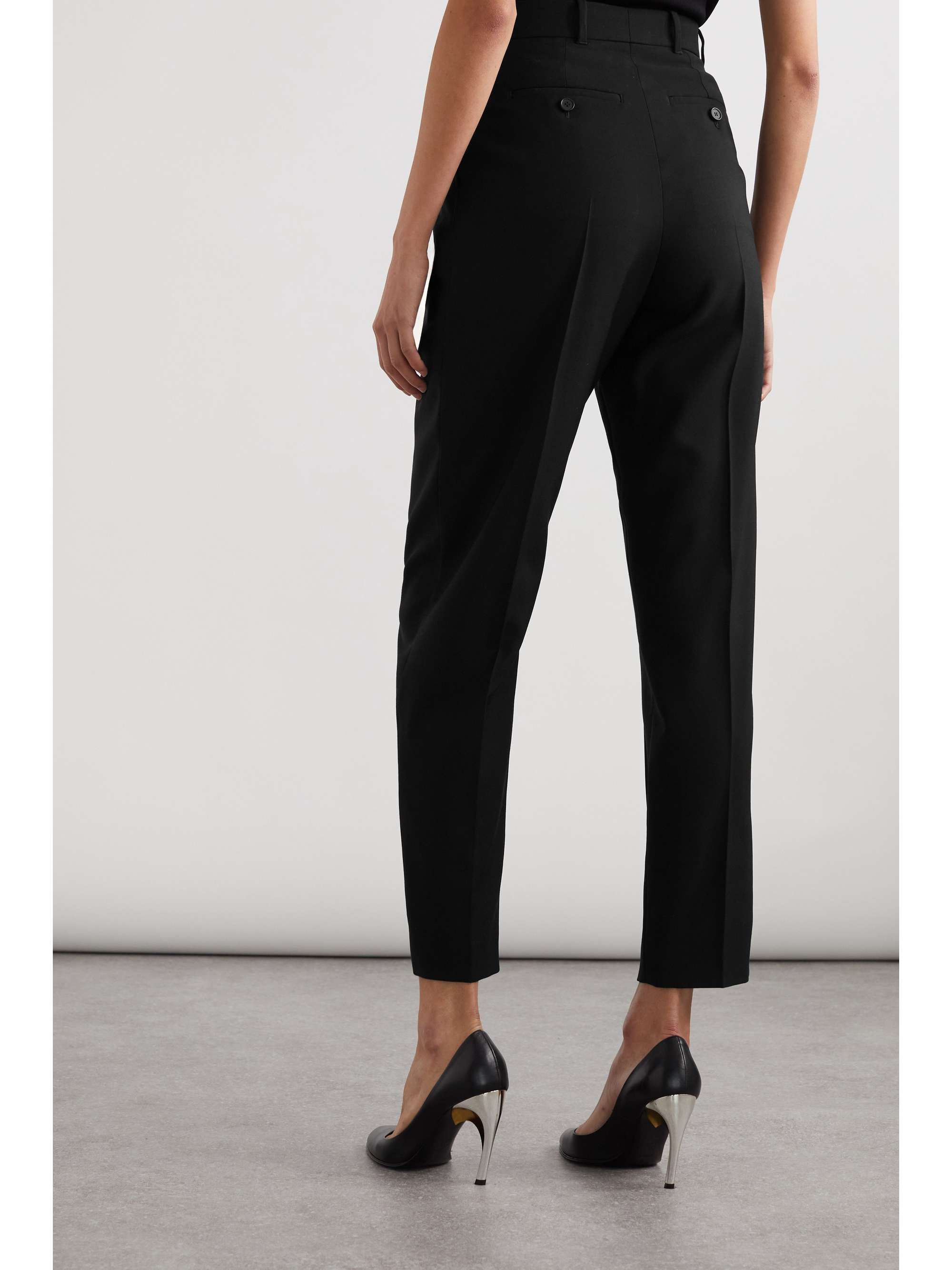 Pleated grain de poudre wool slim-leg pants view