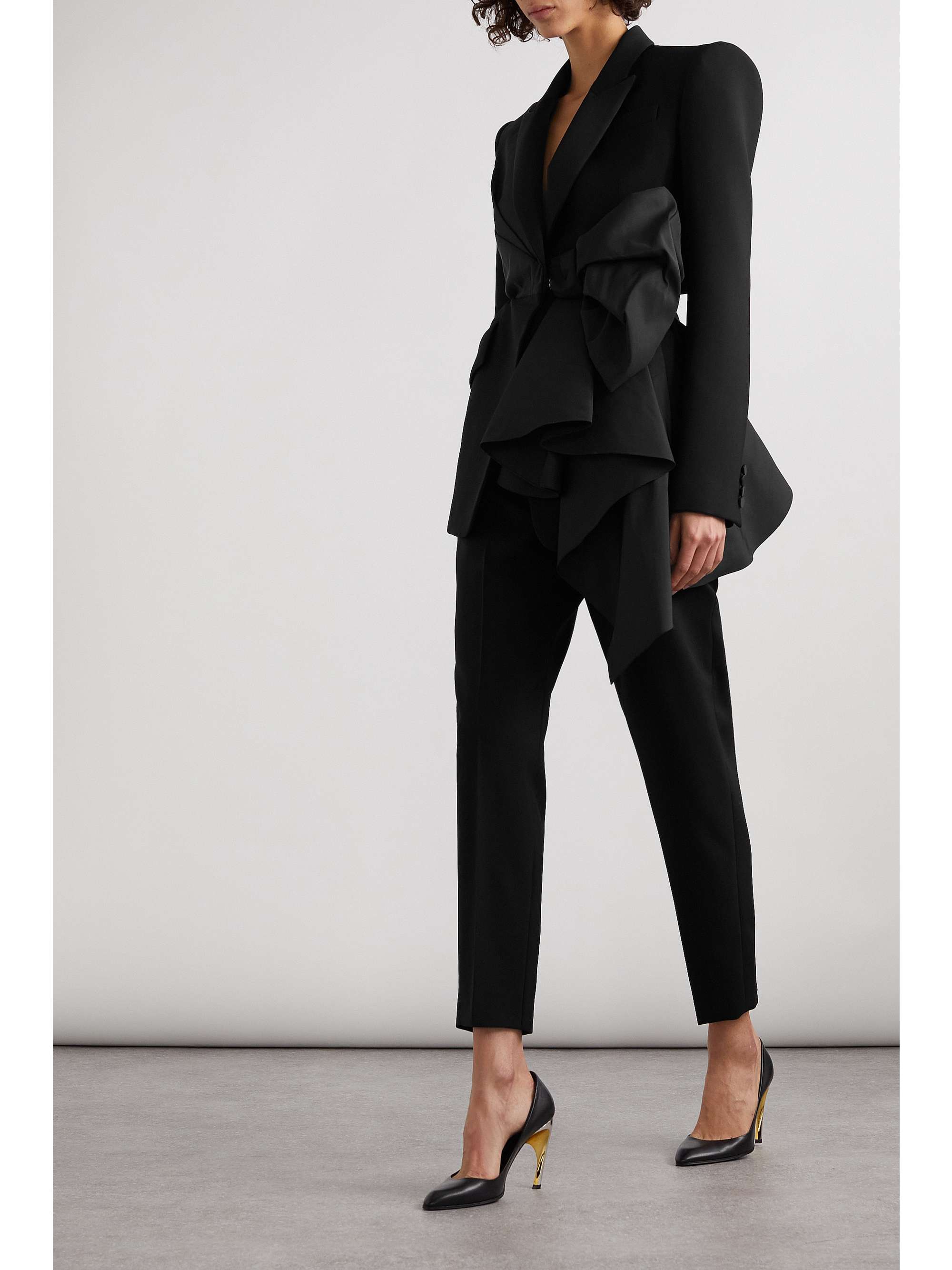 Pleated grain de poudre wool slim-leg pants view
