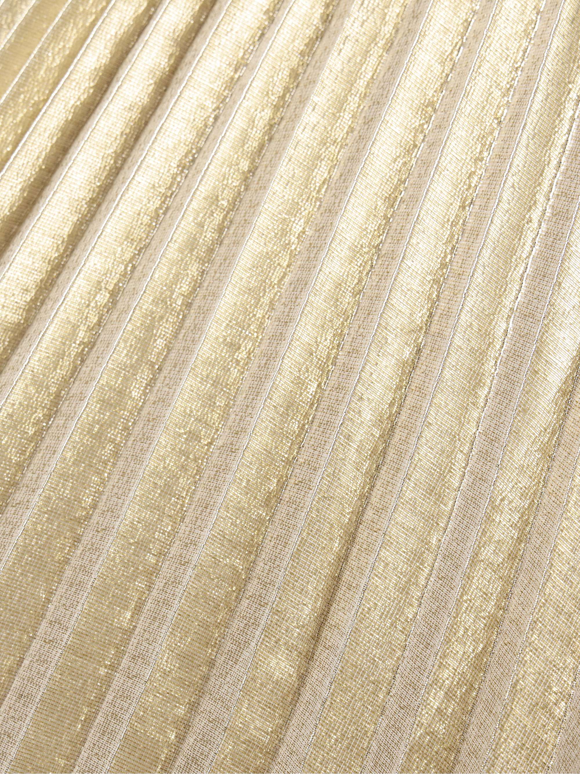Pintucked plissé-lamé gown view