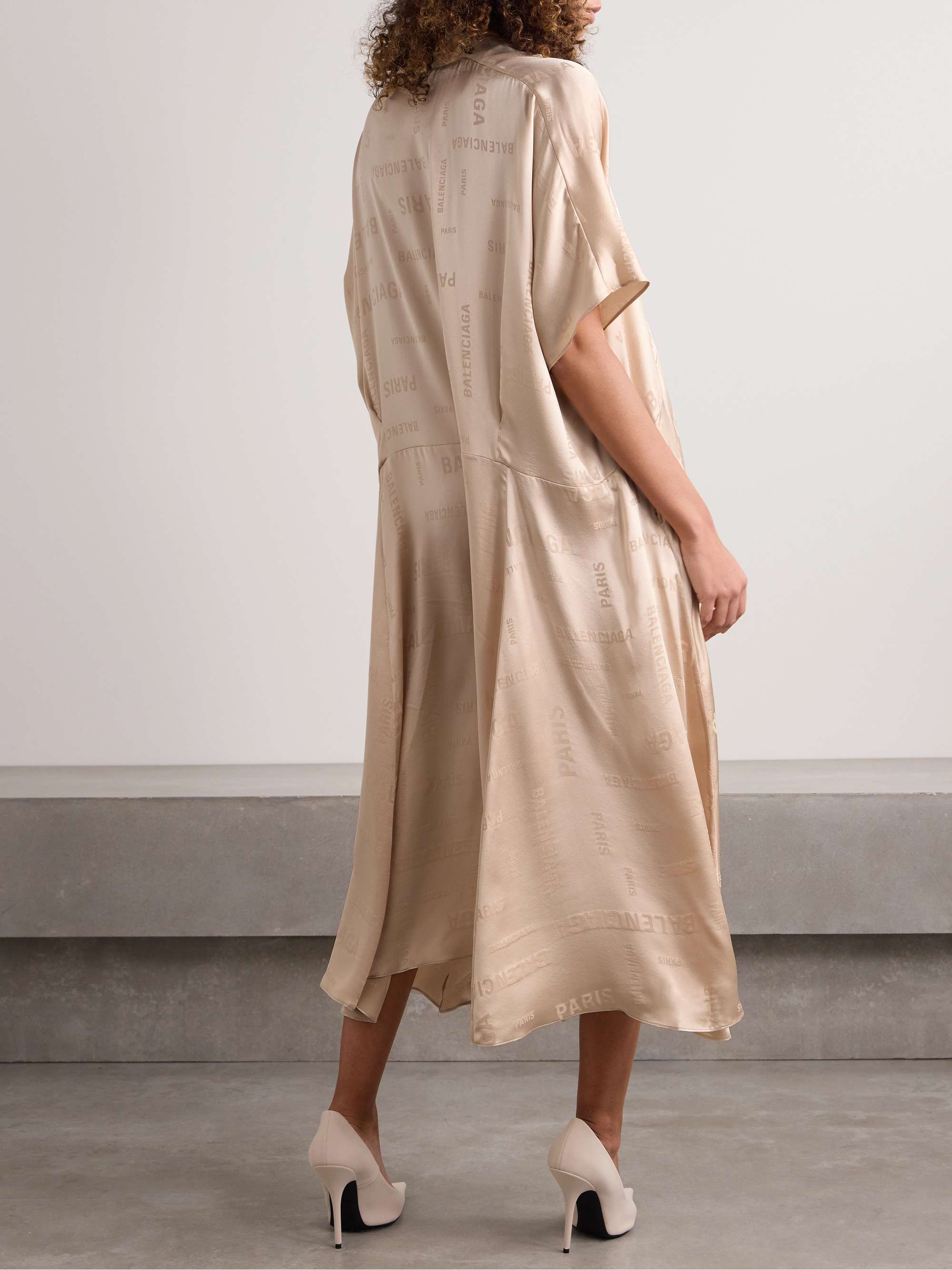 Oversized asymmetric silk-jacquard midi dress view