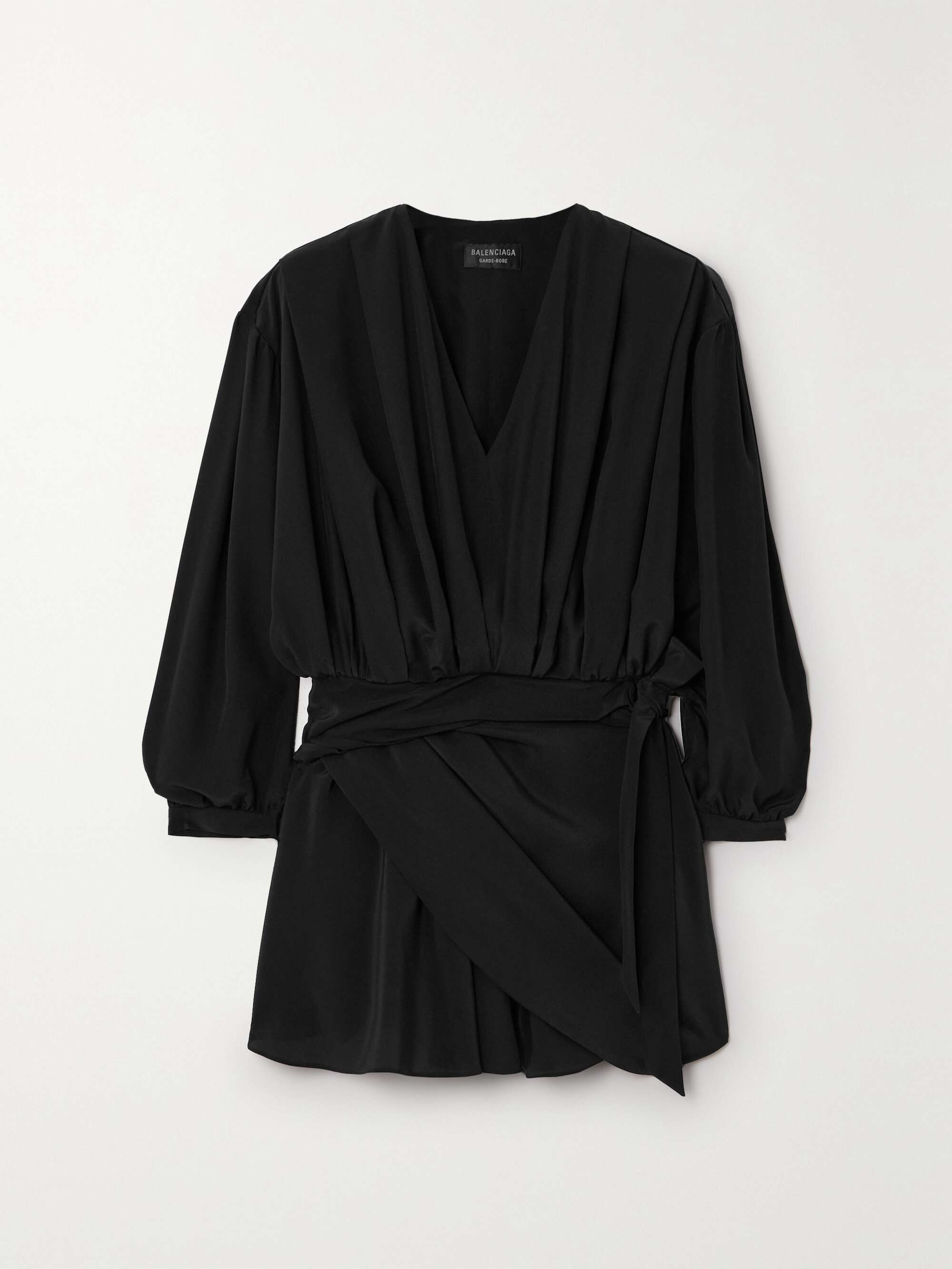 Draped wrap-effect silk crepe de chine mini dress view
