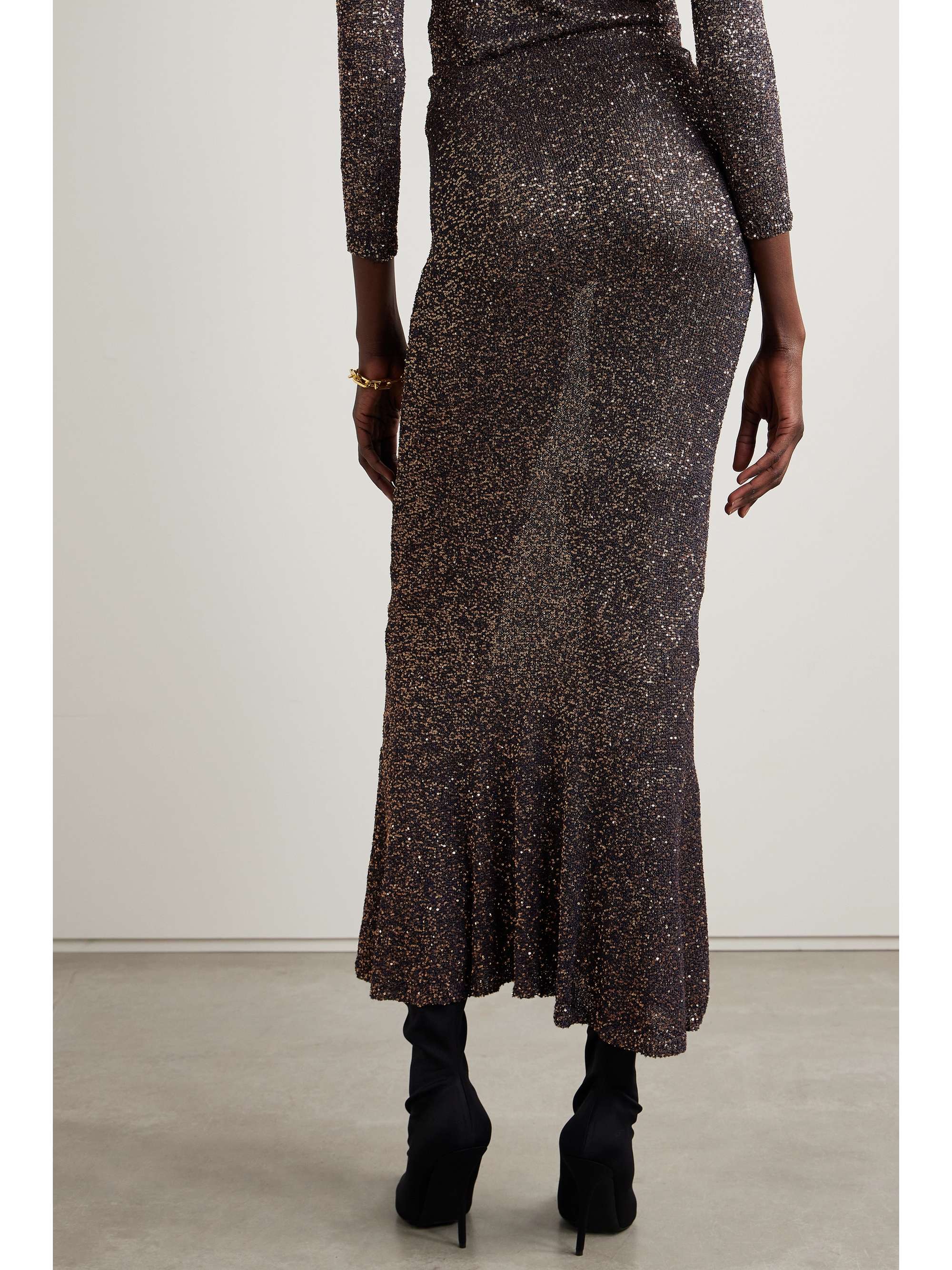 Sequined stretch-knit maxi skirt view