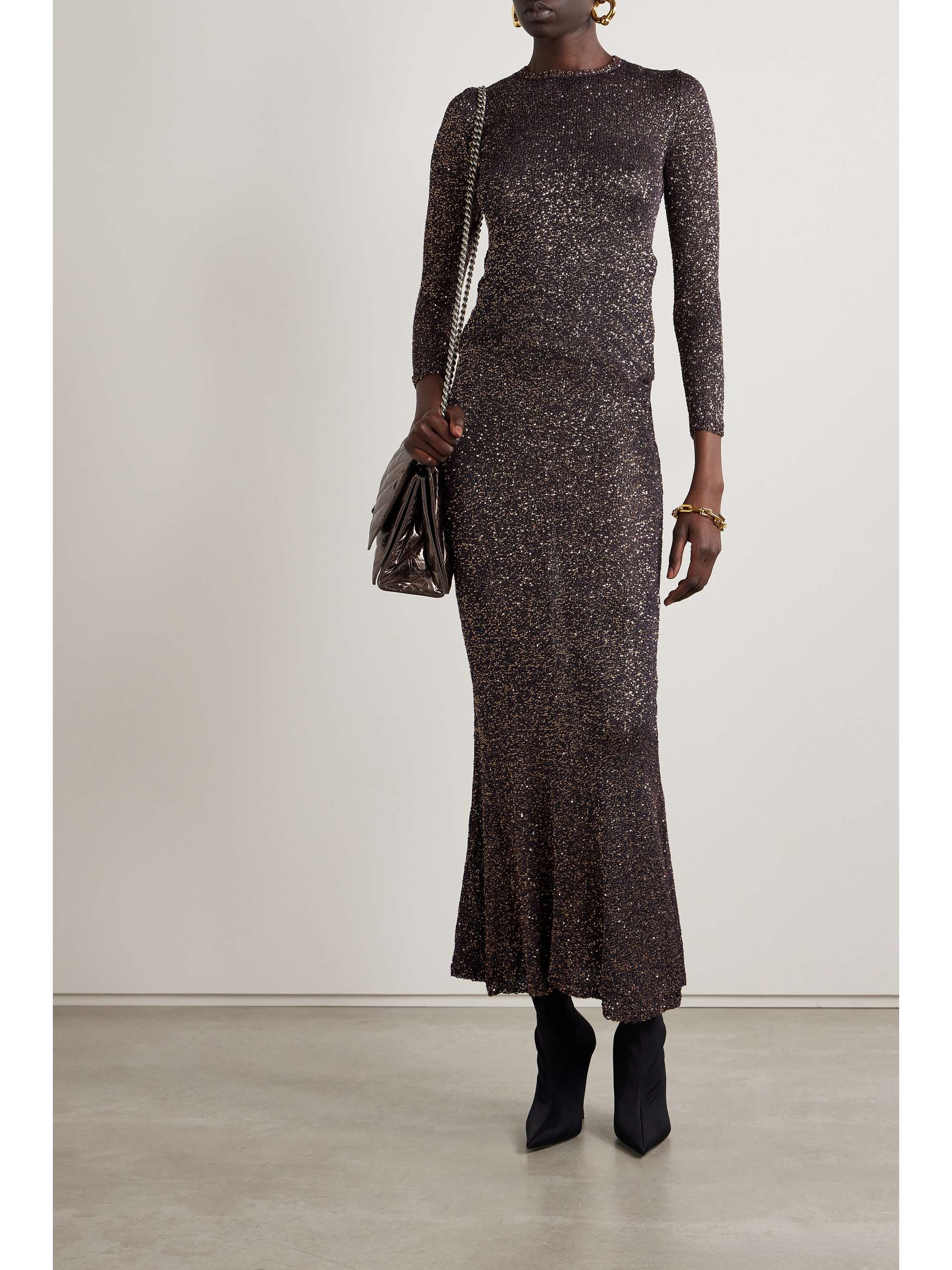 Sequined stretch-knit maxi skirt view