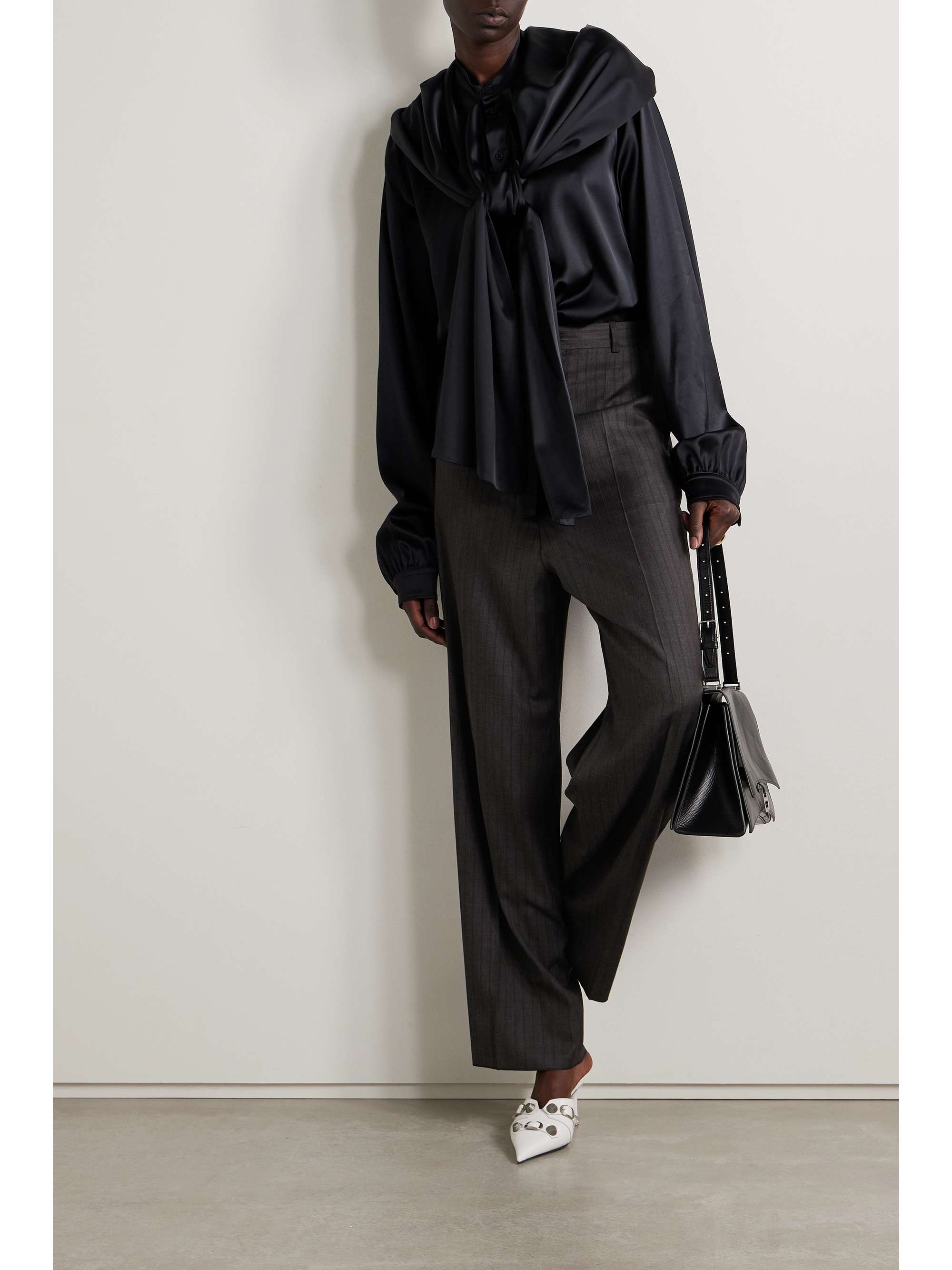 Striped wool pants view