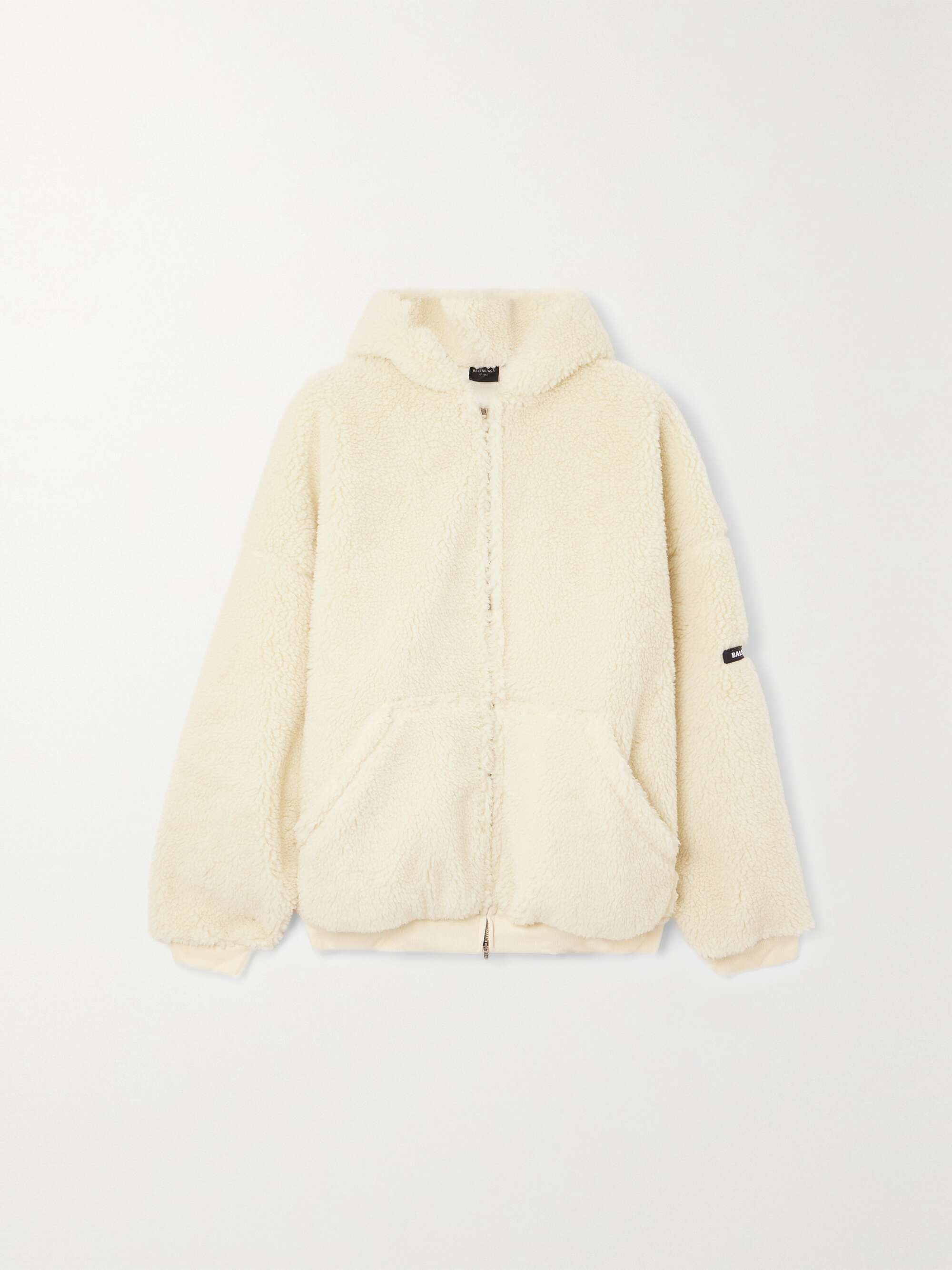 Oversized hooded faux shearling jacket view
