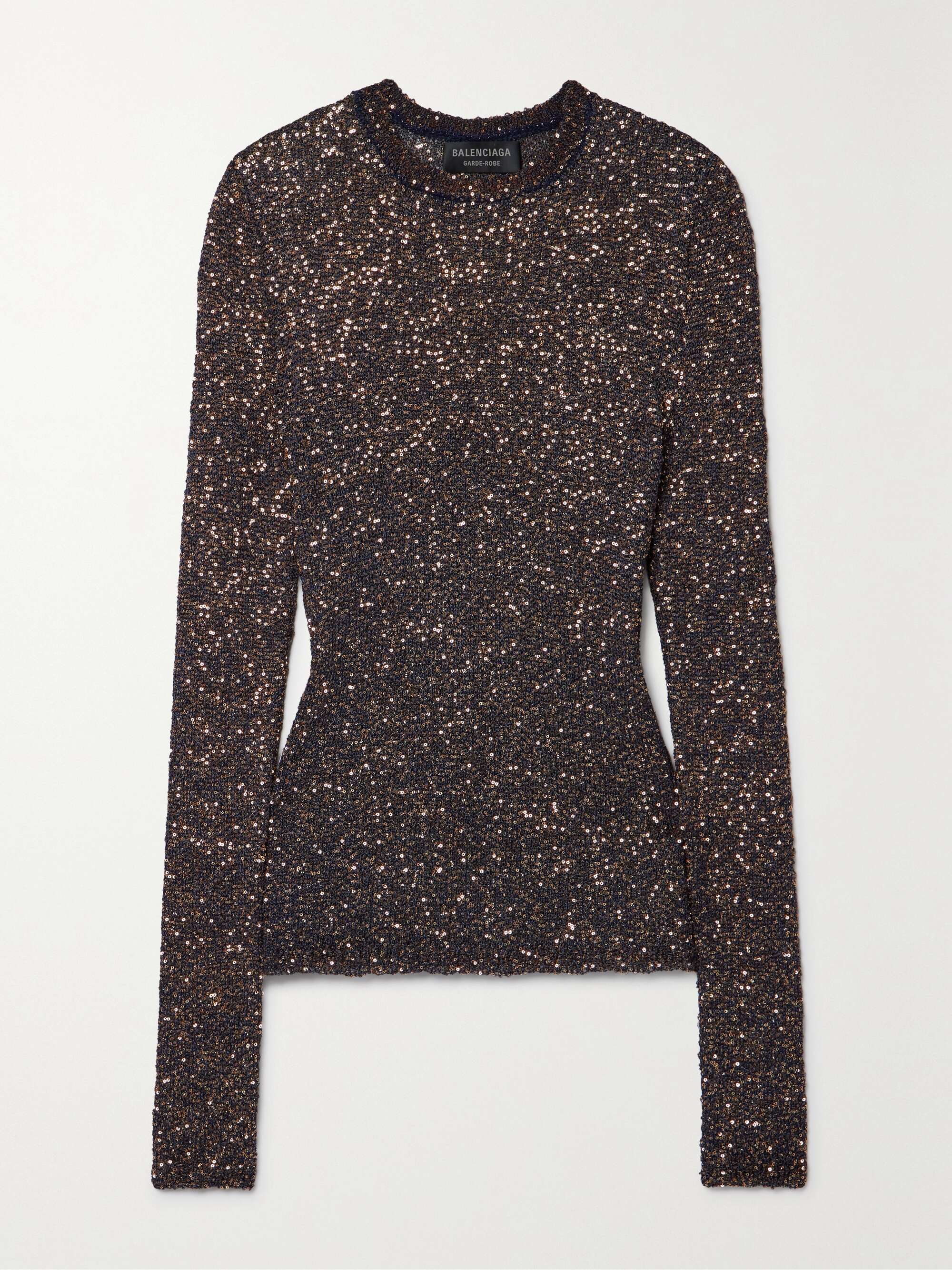 Sequined stretch-knit sweater view