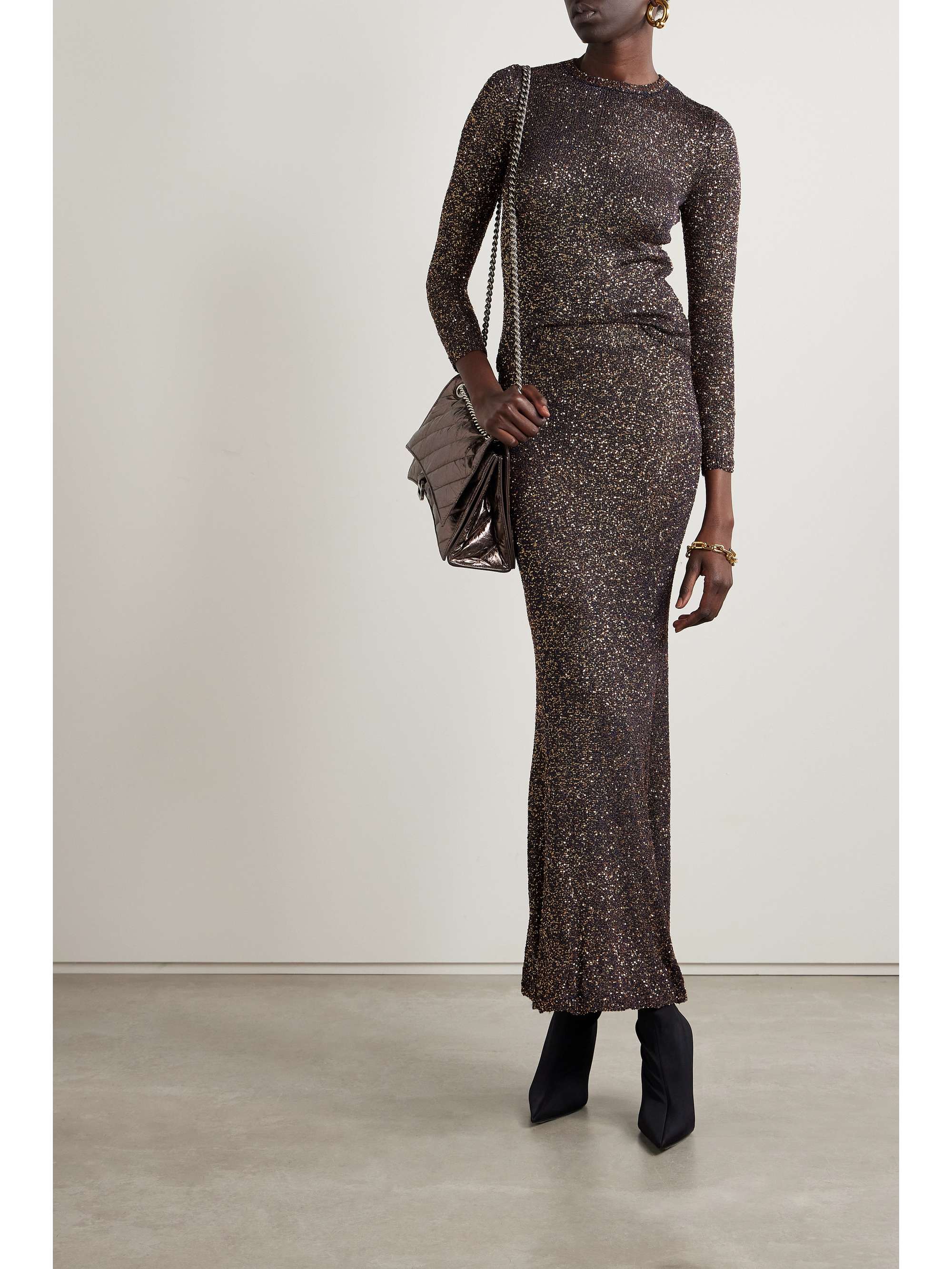 Sequined stretch-knit sweater view