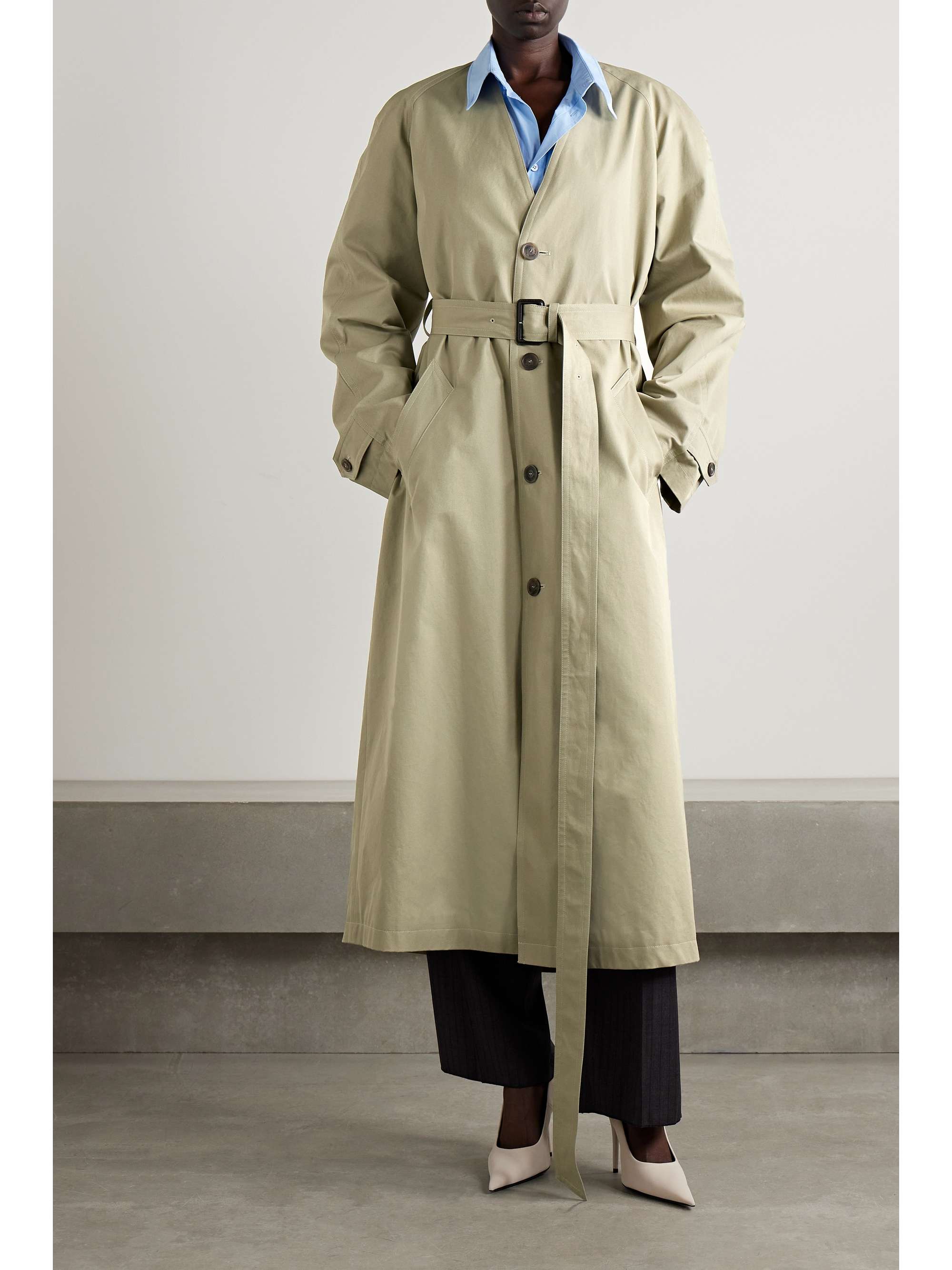 Oversized belted cotton-drill trench coat view