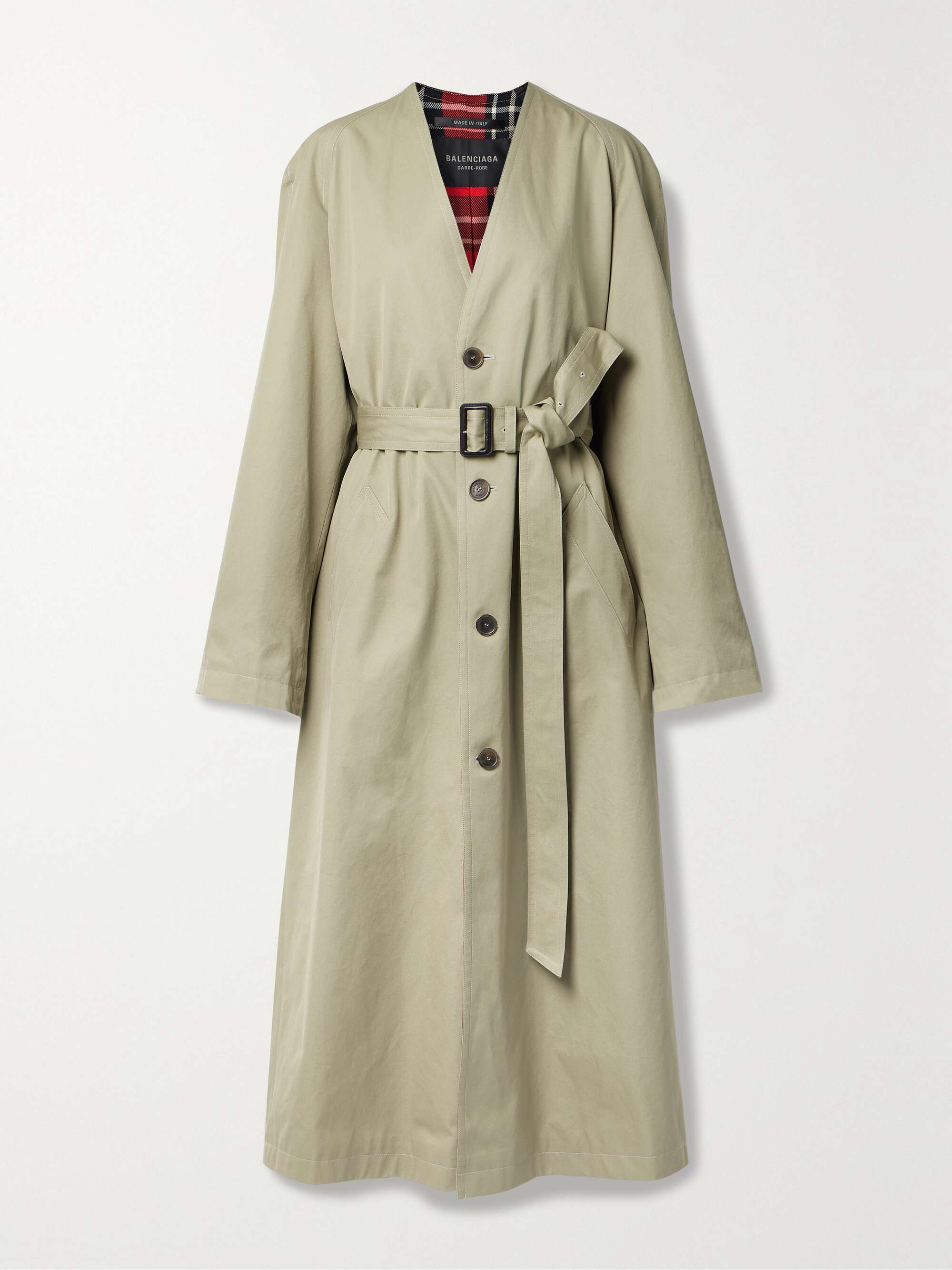 Oversized belted cotton-drill trench coat view
