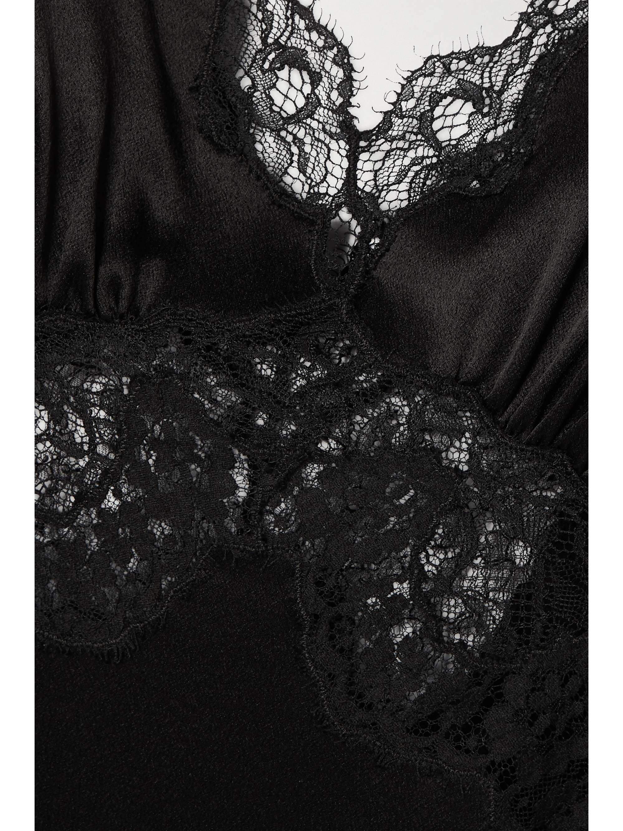Lace-trimmed silk-satin dress view
