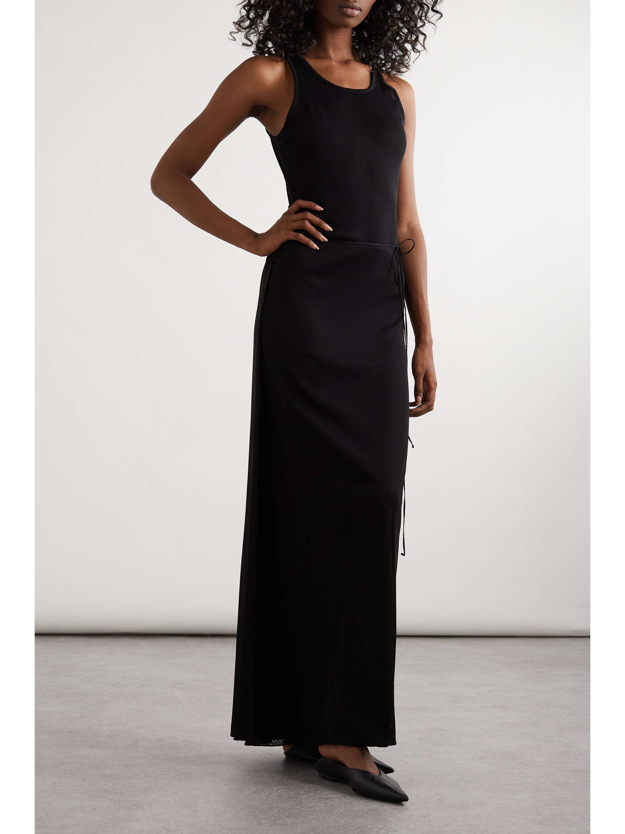 Belted stretch-jersey maxi wrap dress view