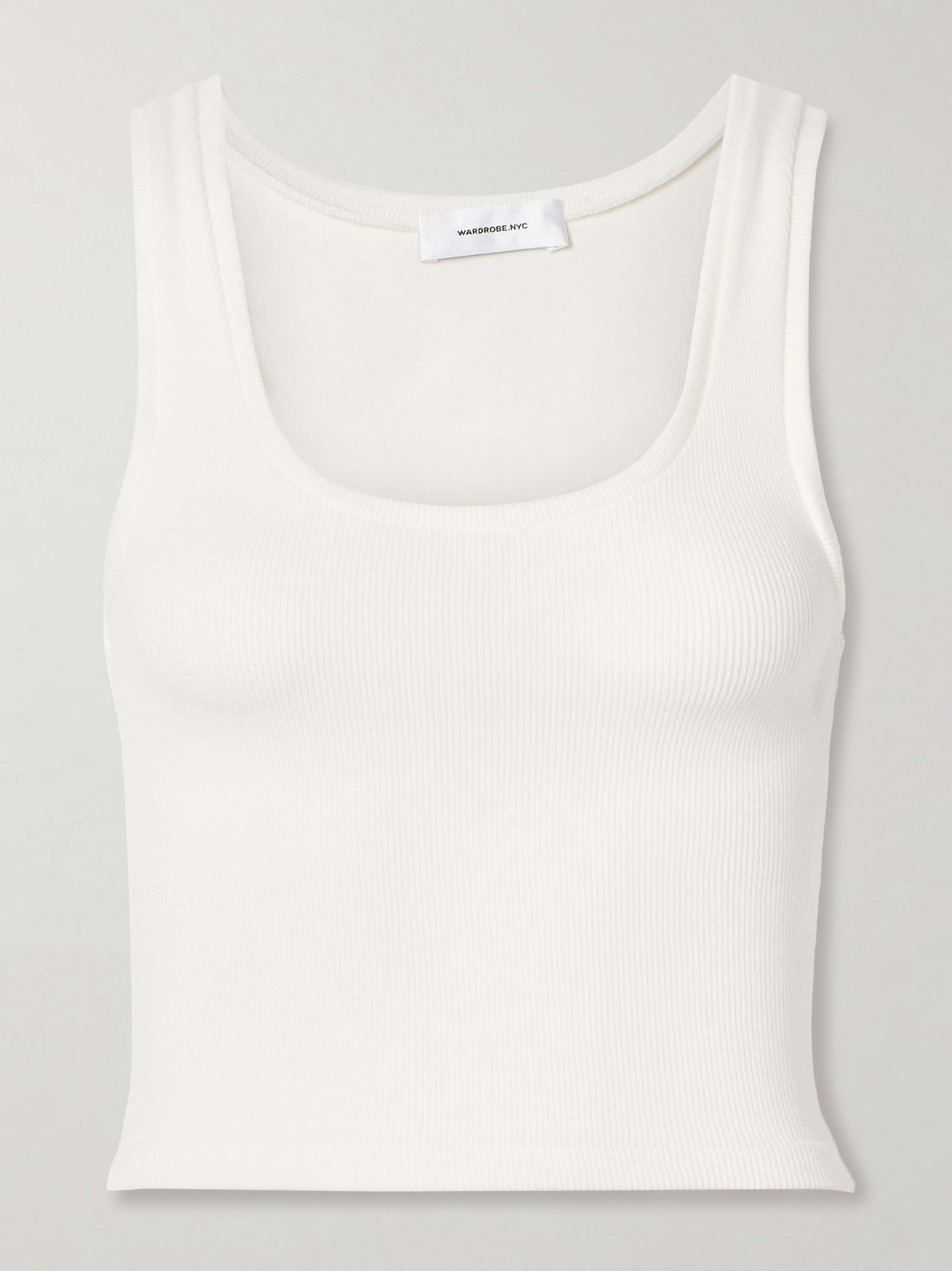 Cropped ribbed stretch-cotton tank view