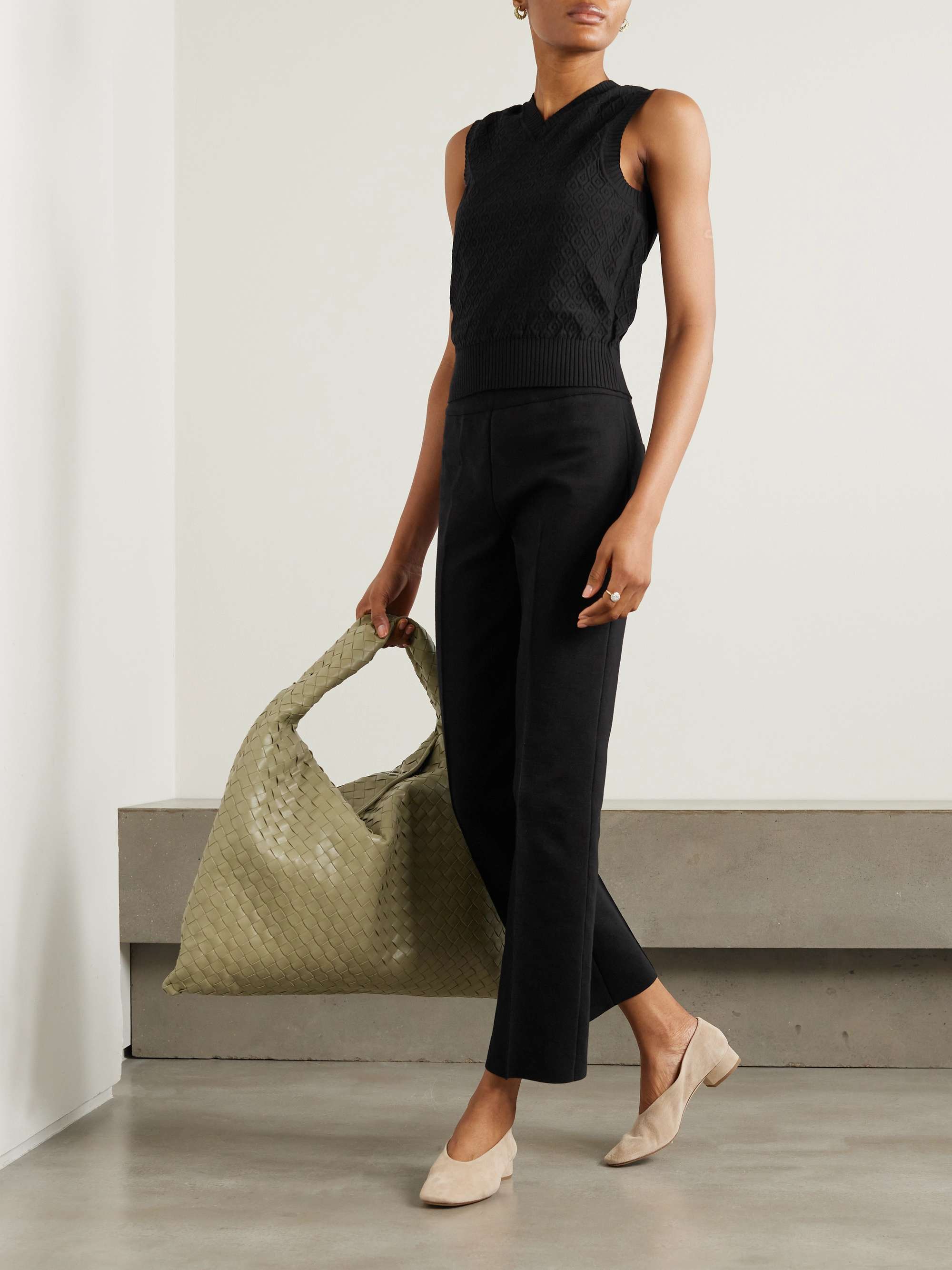 Anetta jacquard-knit stretch-cotton top view