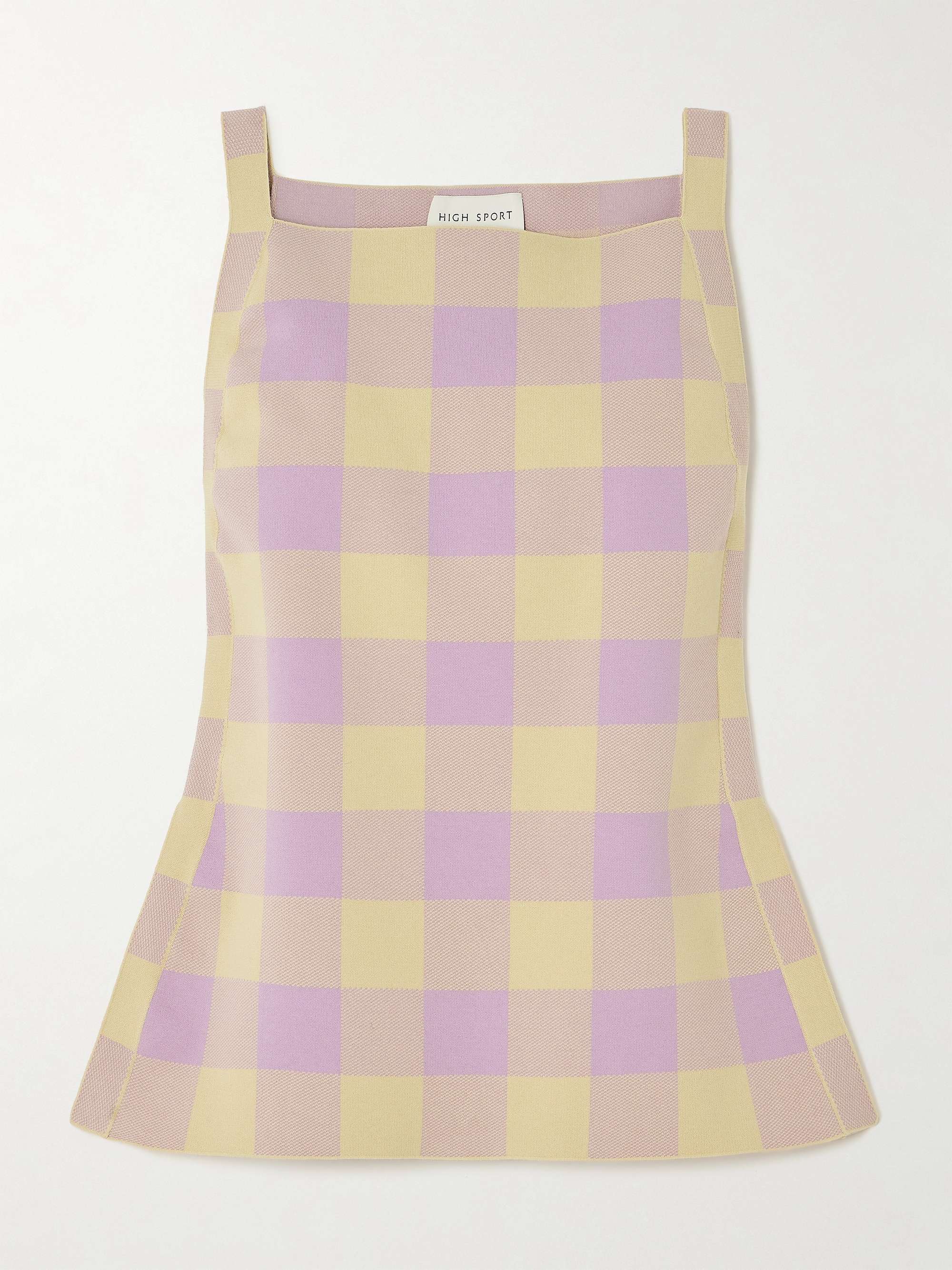 Asher gingham stretch-cotton jacquard top view