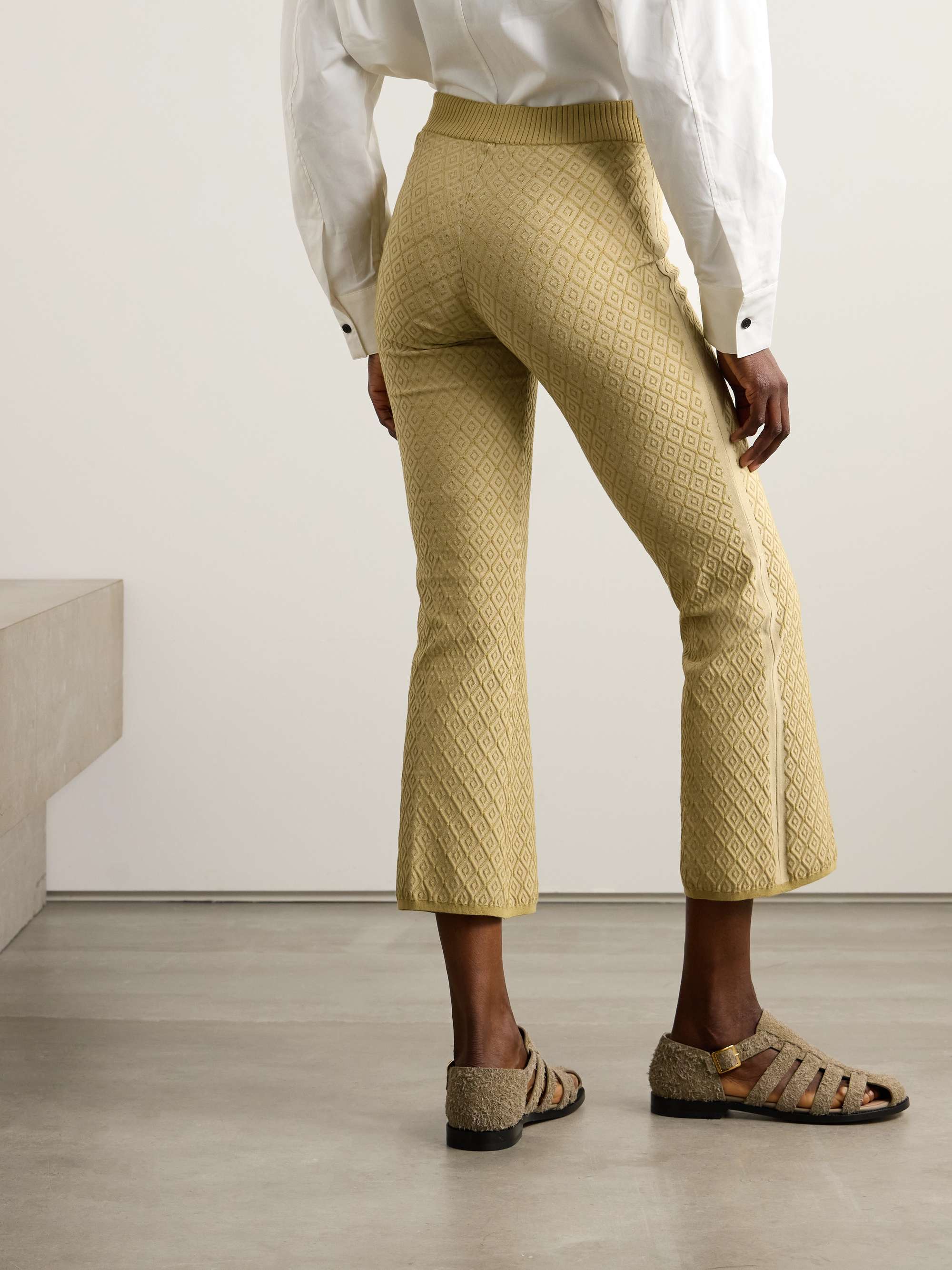 Kick It cropped cotton-blend jacquard flared pants view