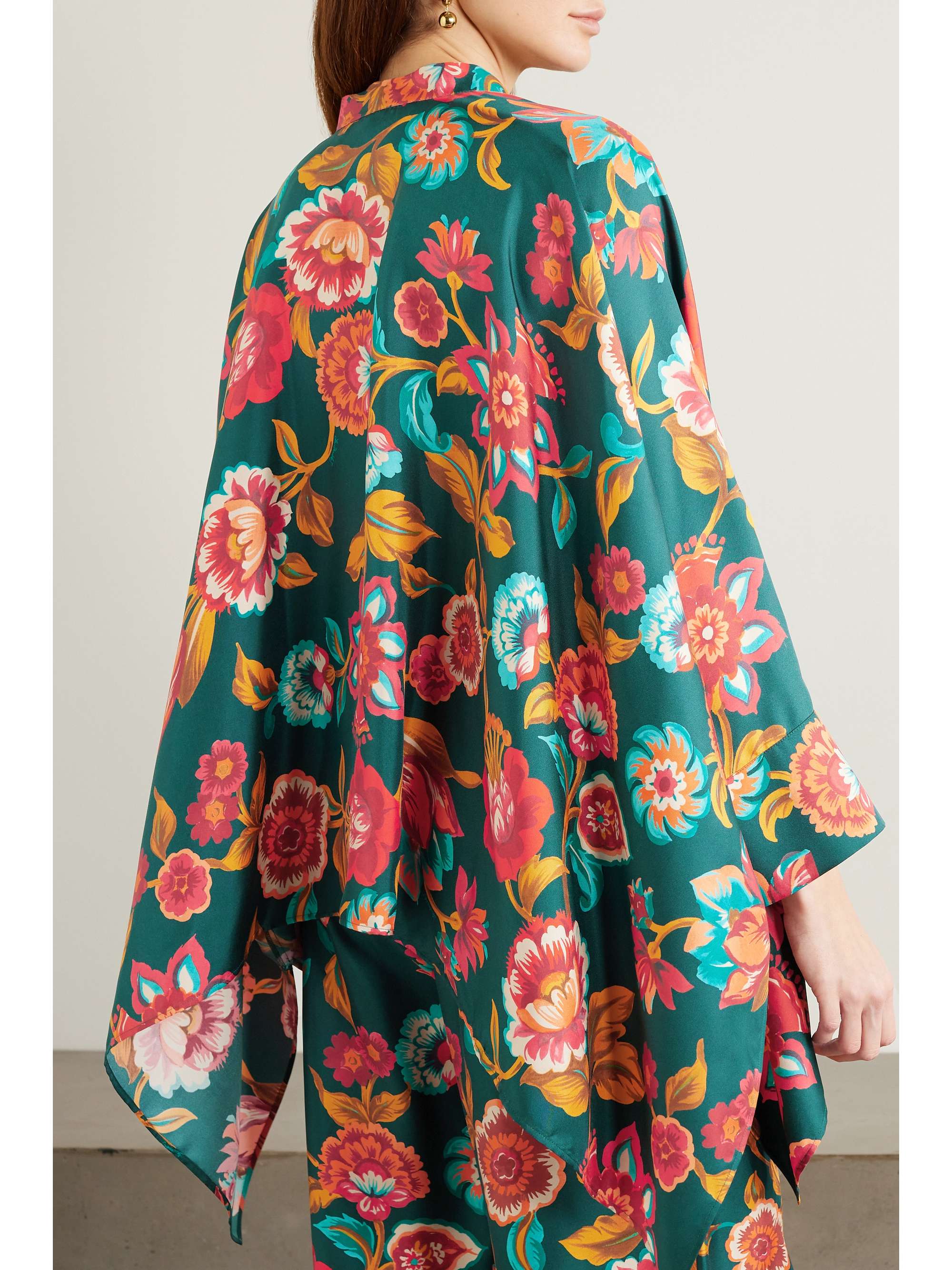 Foulard asymmetric floral-print silk-twill shirt view