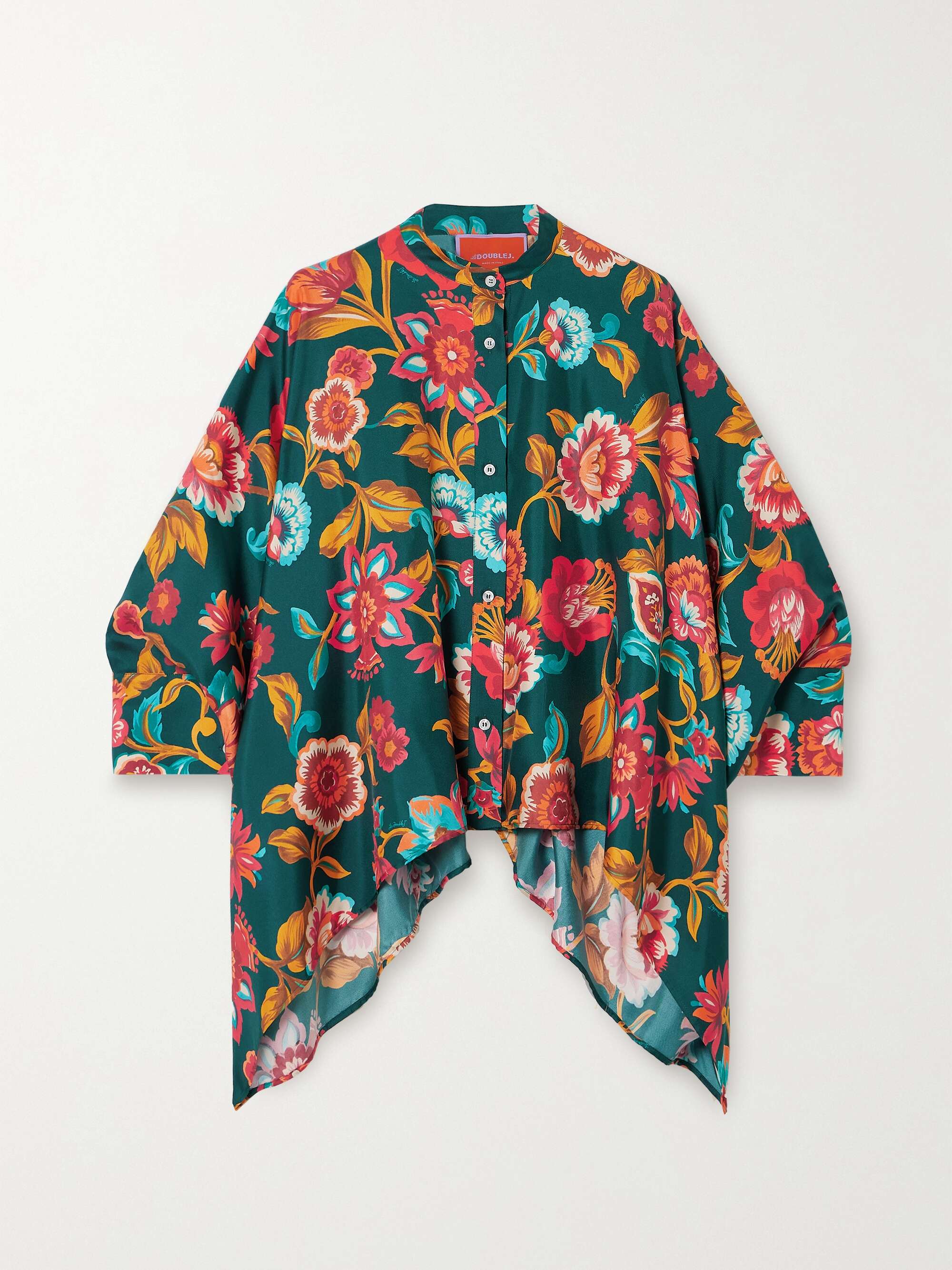 Foulard asymmetric floral-print silk-twill shirt view