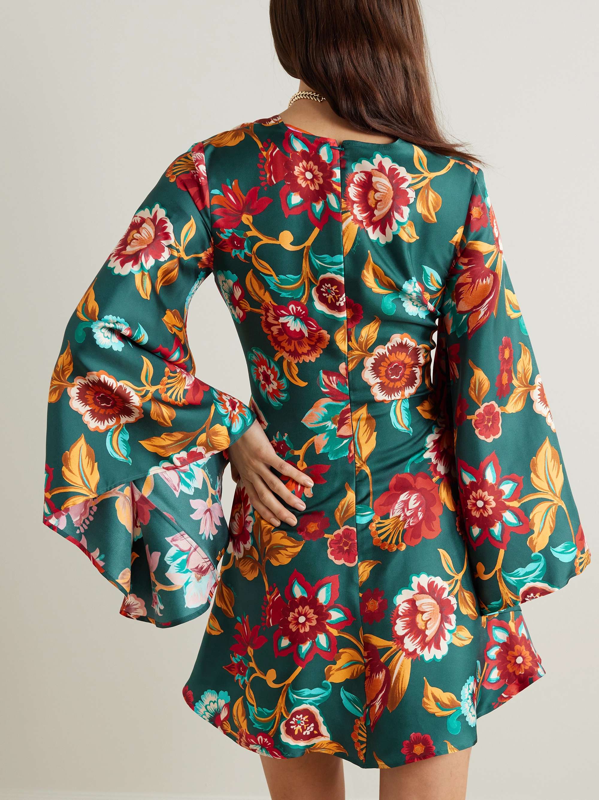 Magnifico belted floral-print silk-twill mini dress view