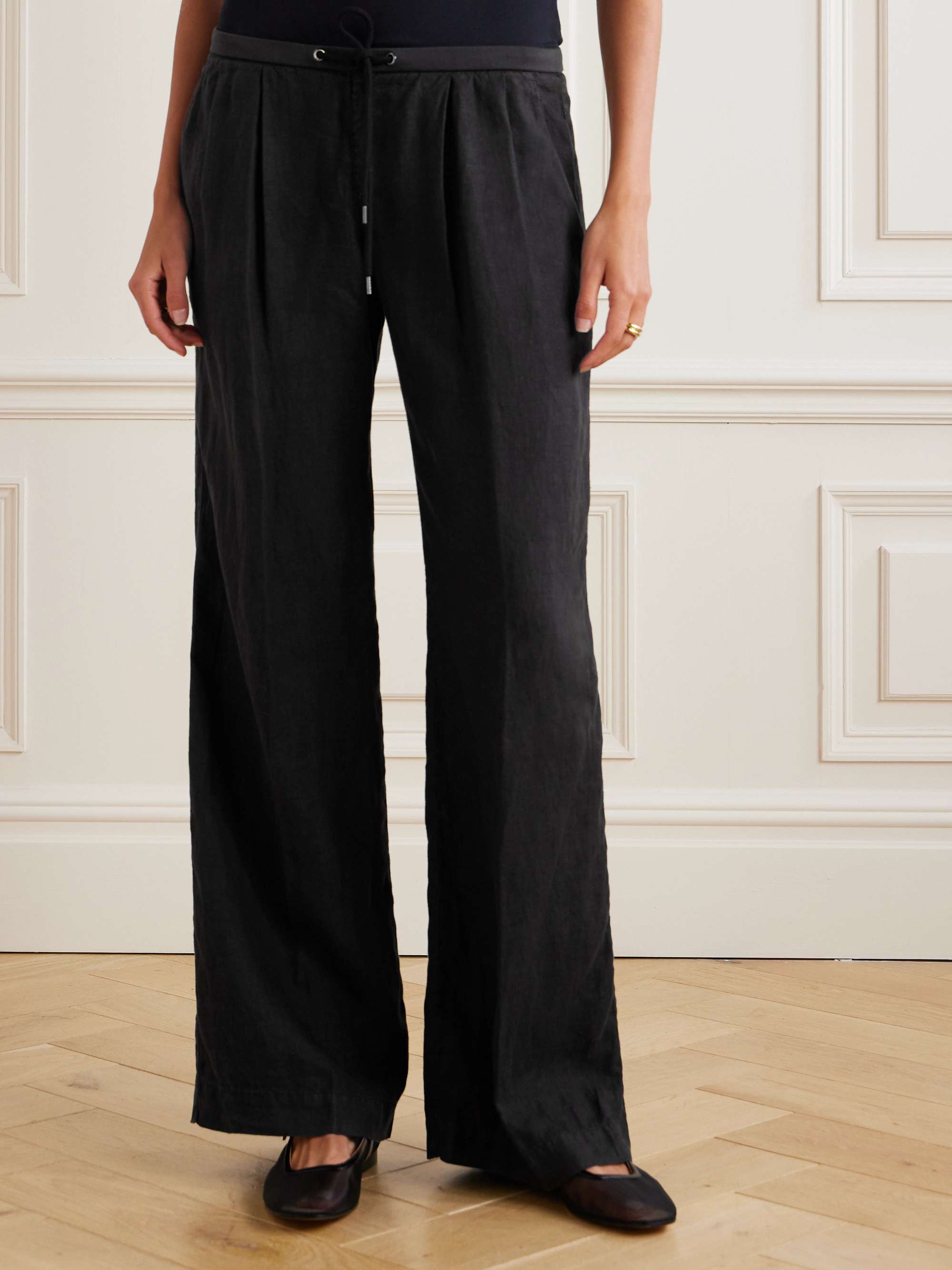 Pleated linen wide-leg pants view