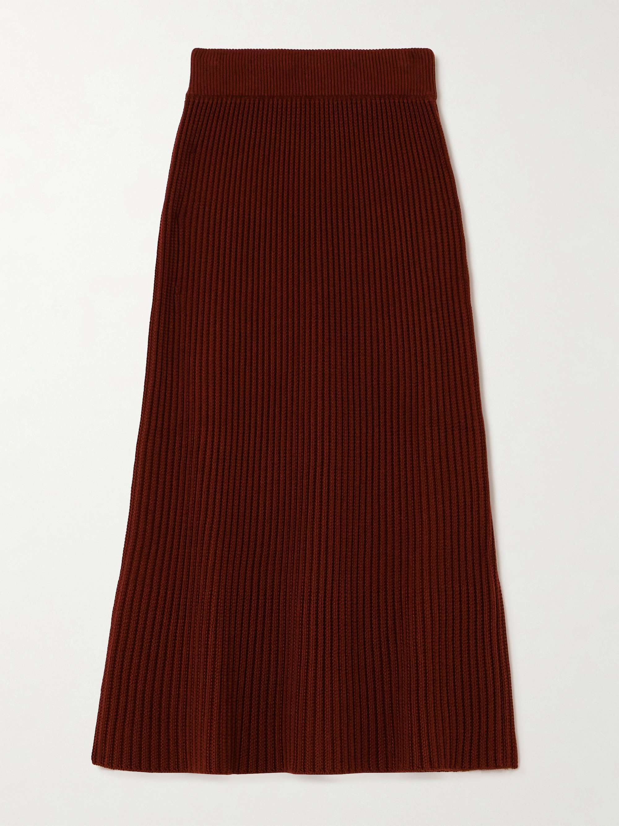 Ikeda ribbed silk and cotton-blend midi skirt view