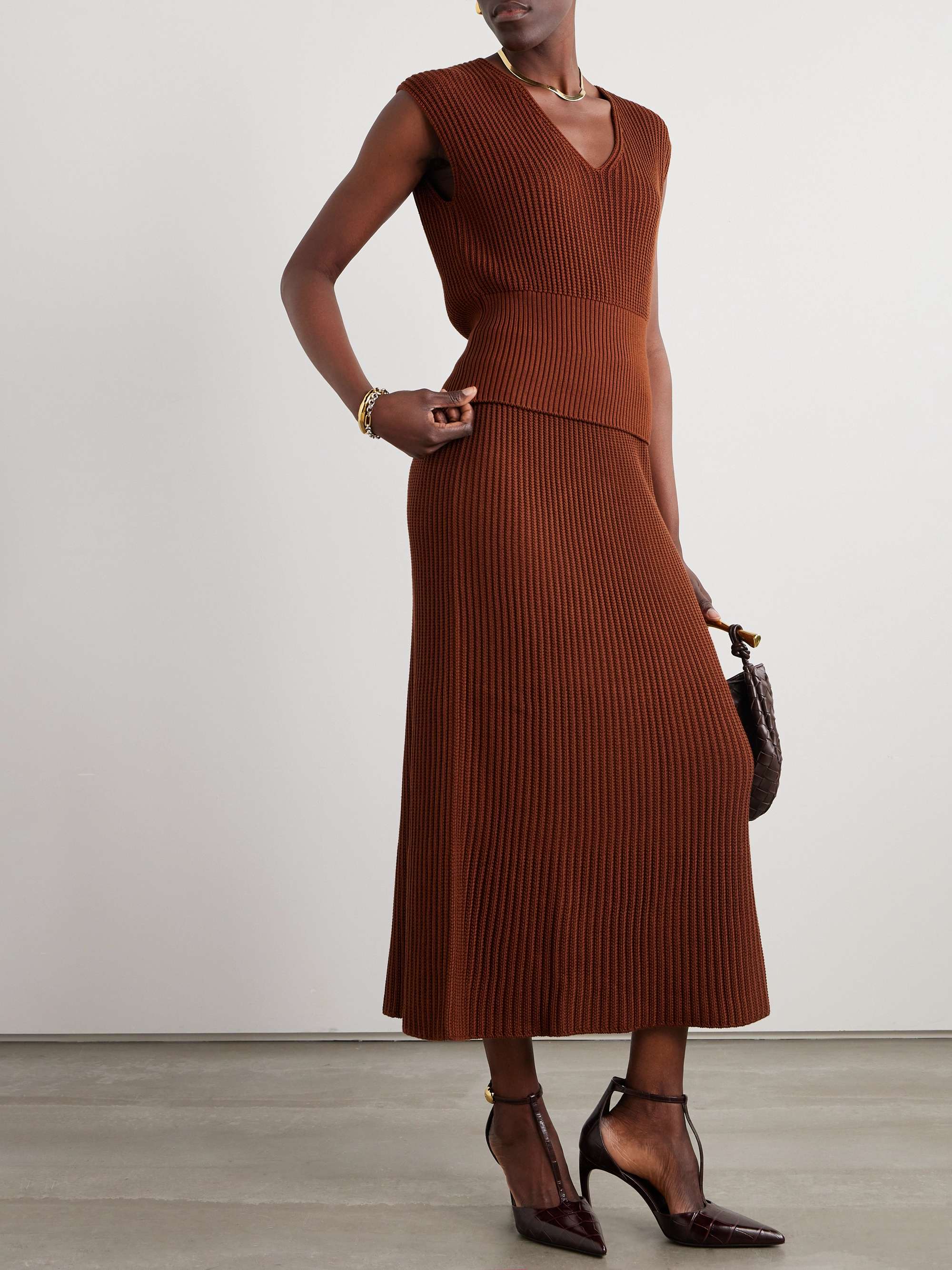 Ikeda ribbed silk and cotton-blend top view