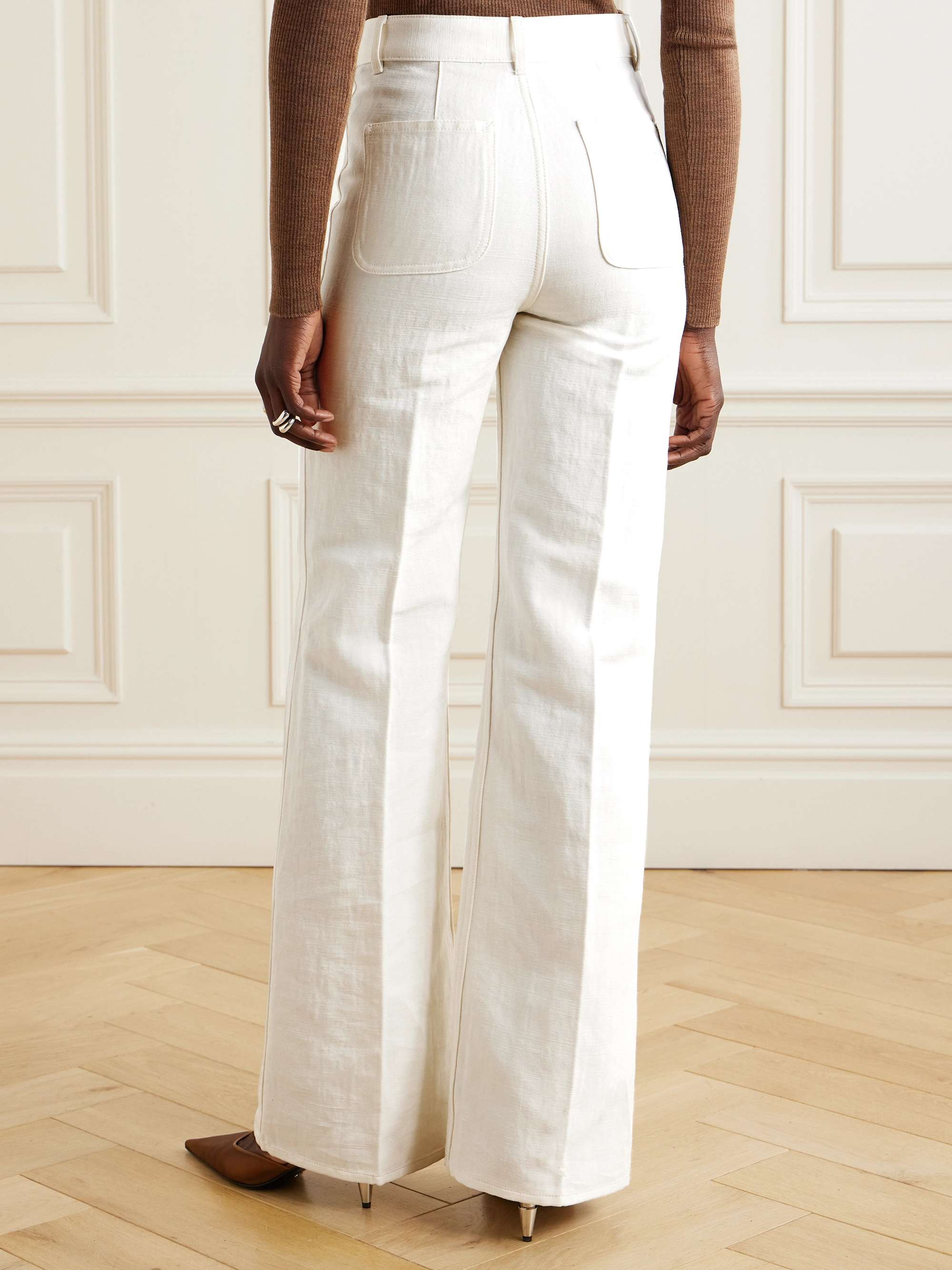 Linen and cotton-blend straight-leg pants view