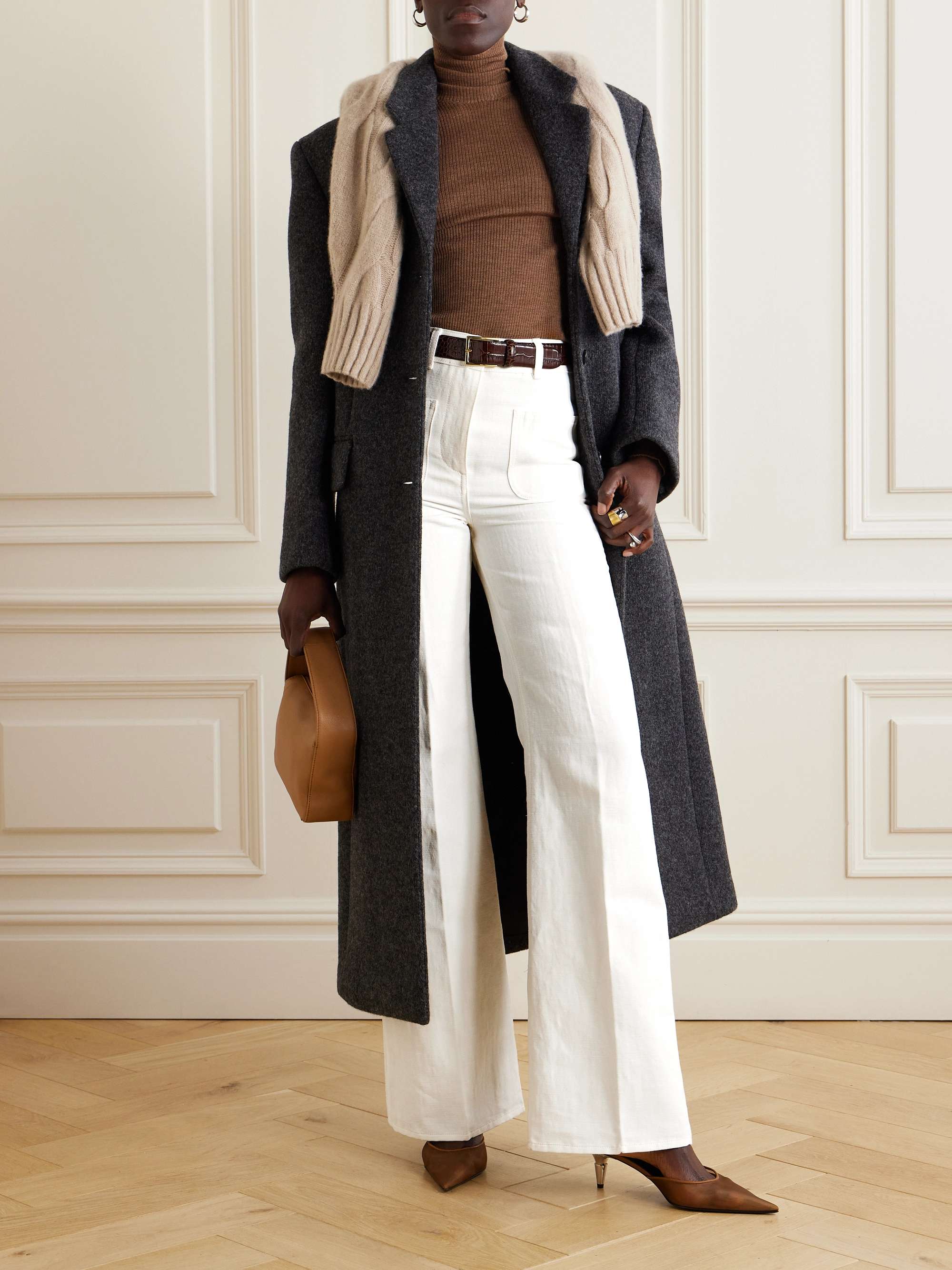 Linen and cotton-blend straight-leg pants view