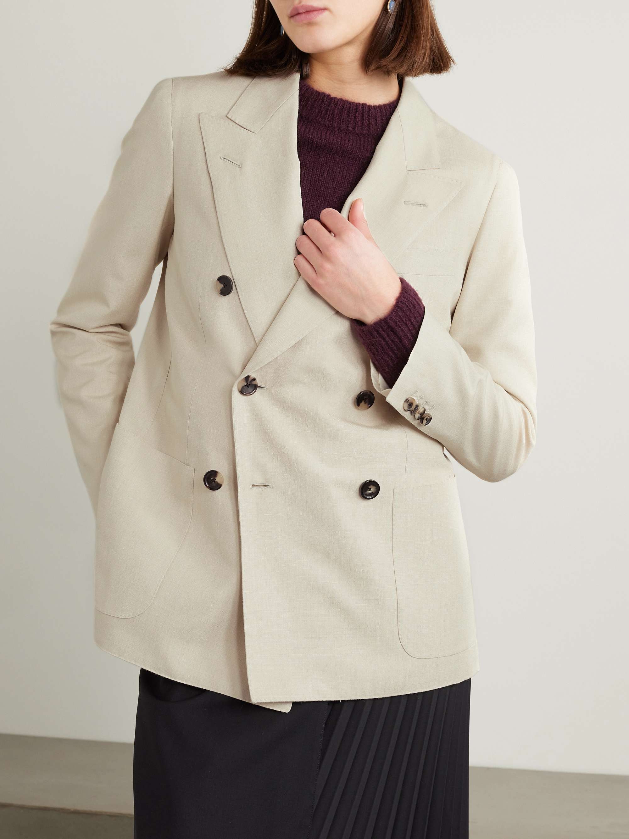 Double-breasted silk-dupioni blazer view
