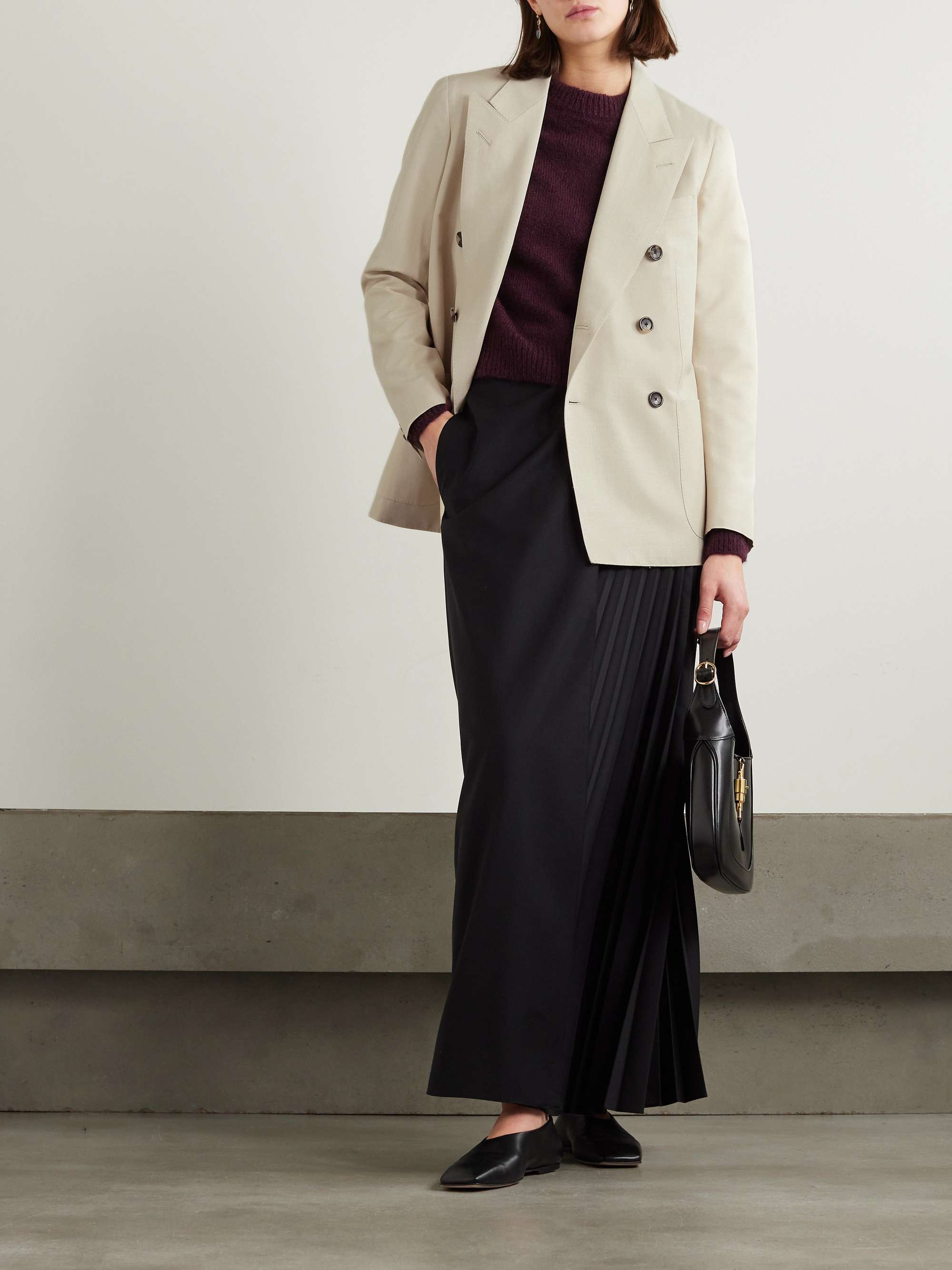 Double-breasted silk-dupioni blazer view